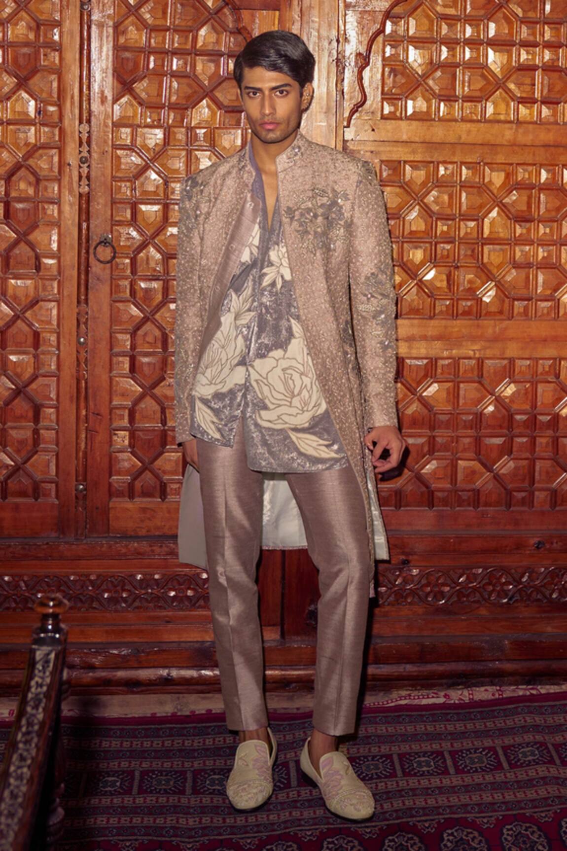 Sarab Khanijou Embroidered Sherwani & Trouser Set