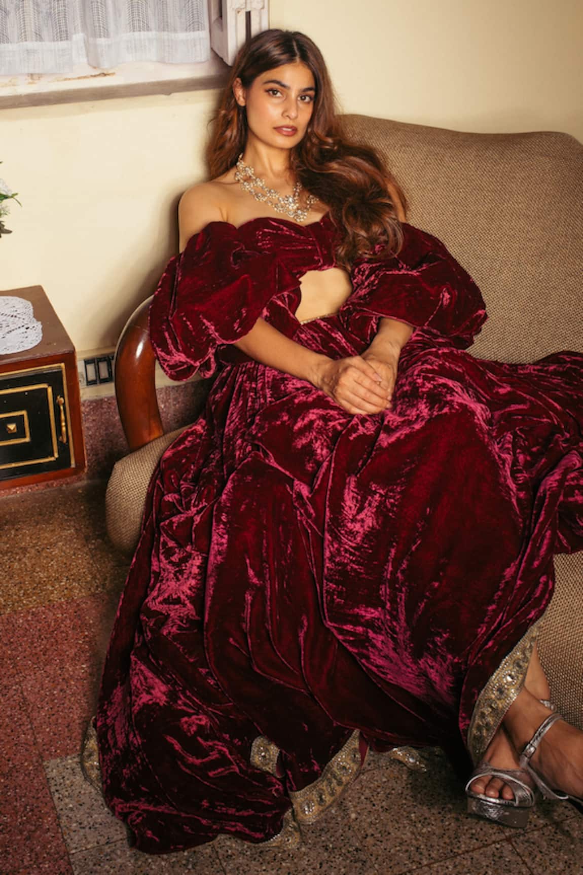 Shehlaa Khan Velvet Lehenga Set