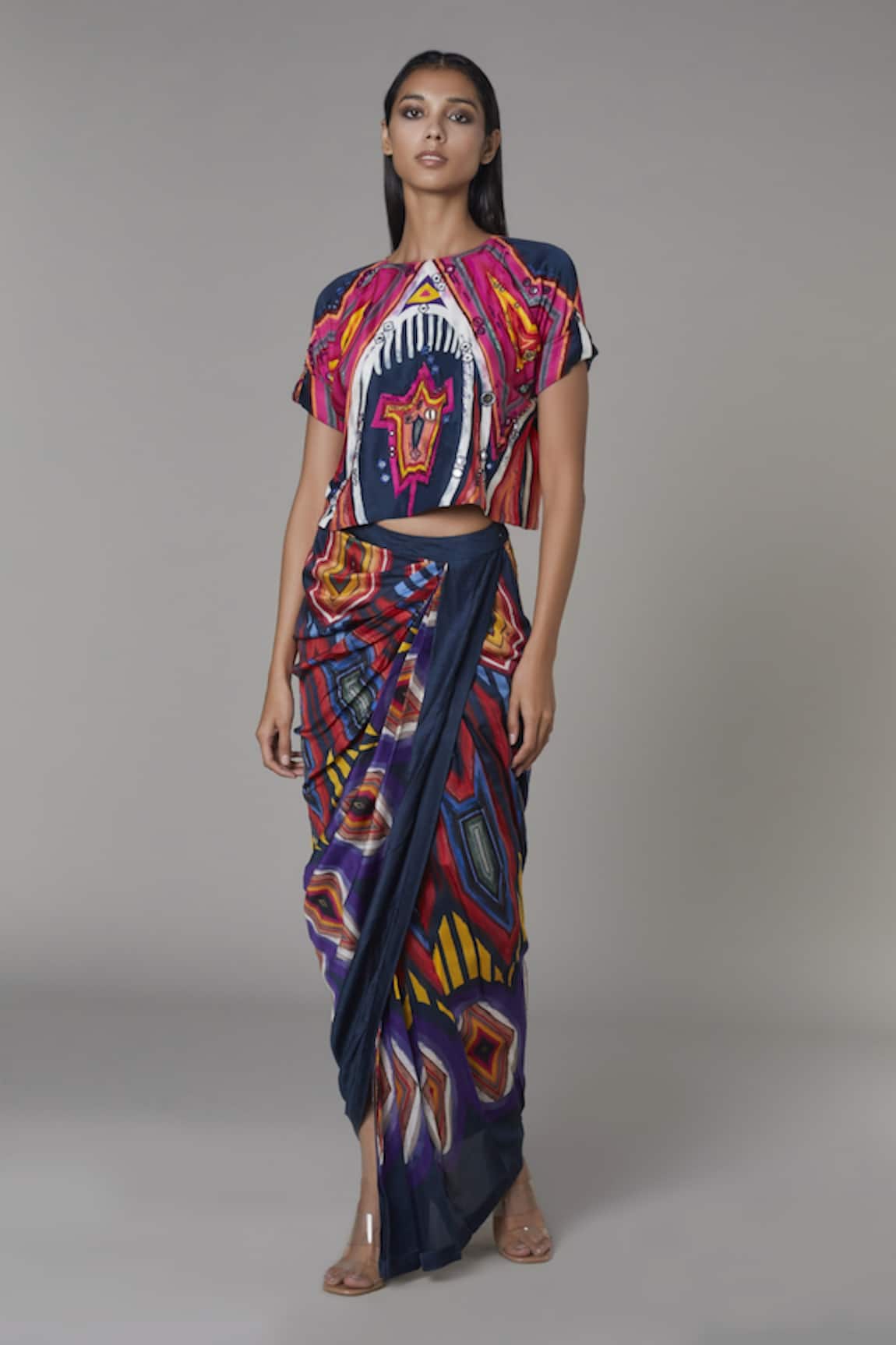 Saaksha & Kinni Draped Abstract Print Skirt