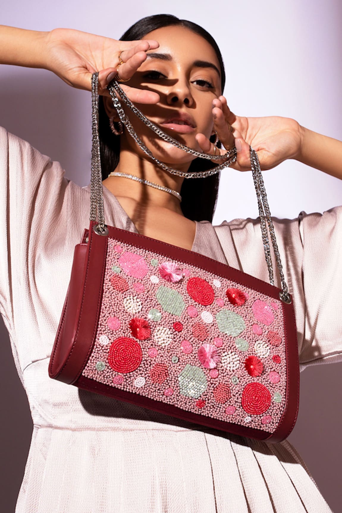 Puro Cosa Peony Embellished Bag