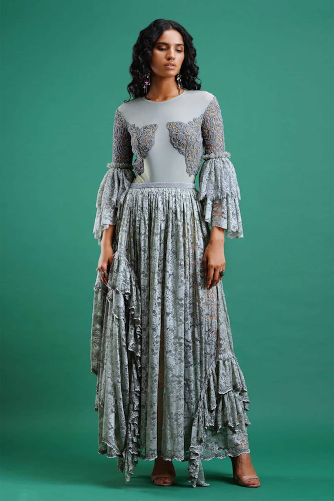 Nidhi Yasha Embellished Top & Skirt Set
