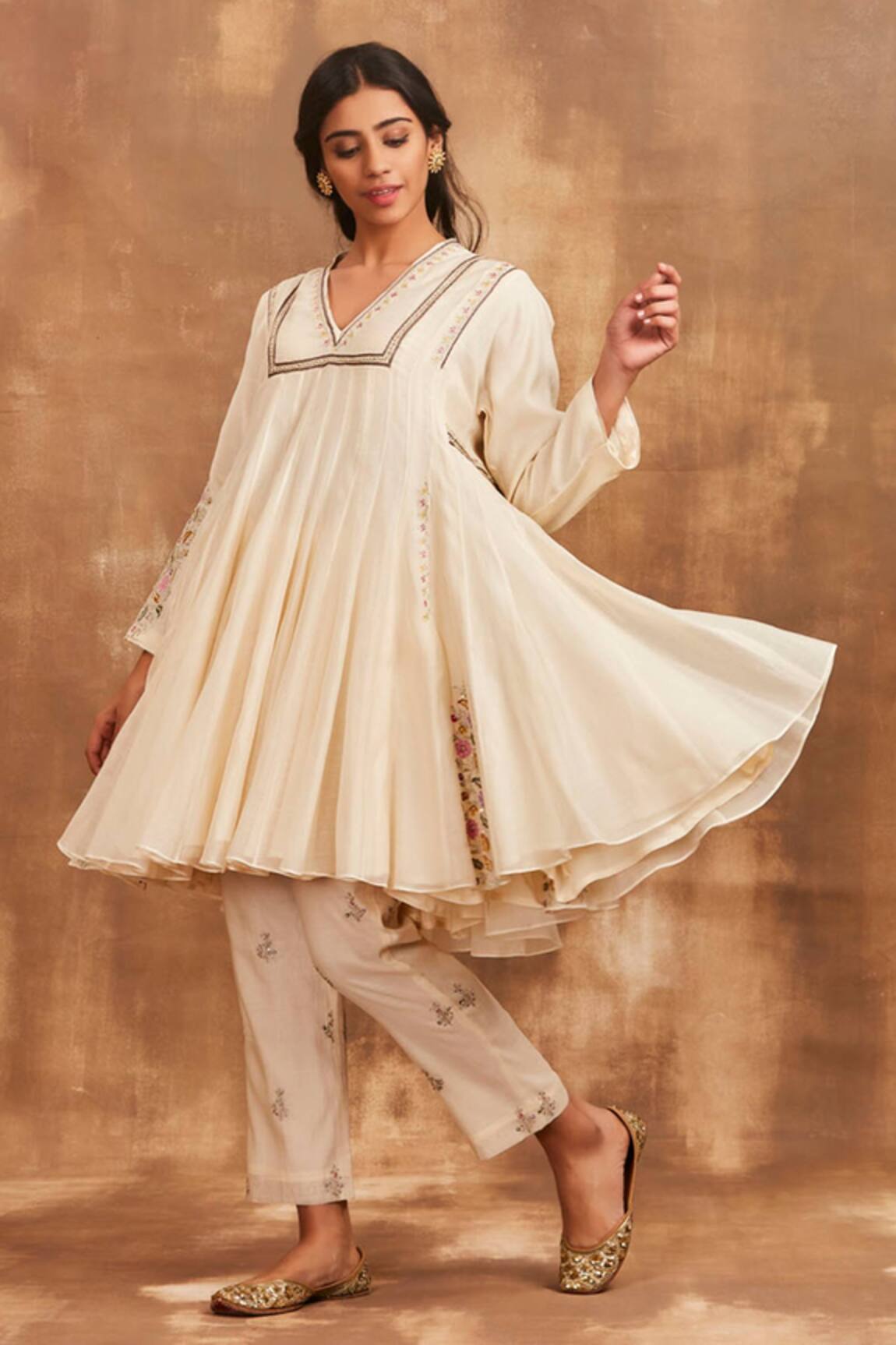 Sue Mue Embroidered Anarkali & Pant Set