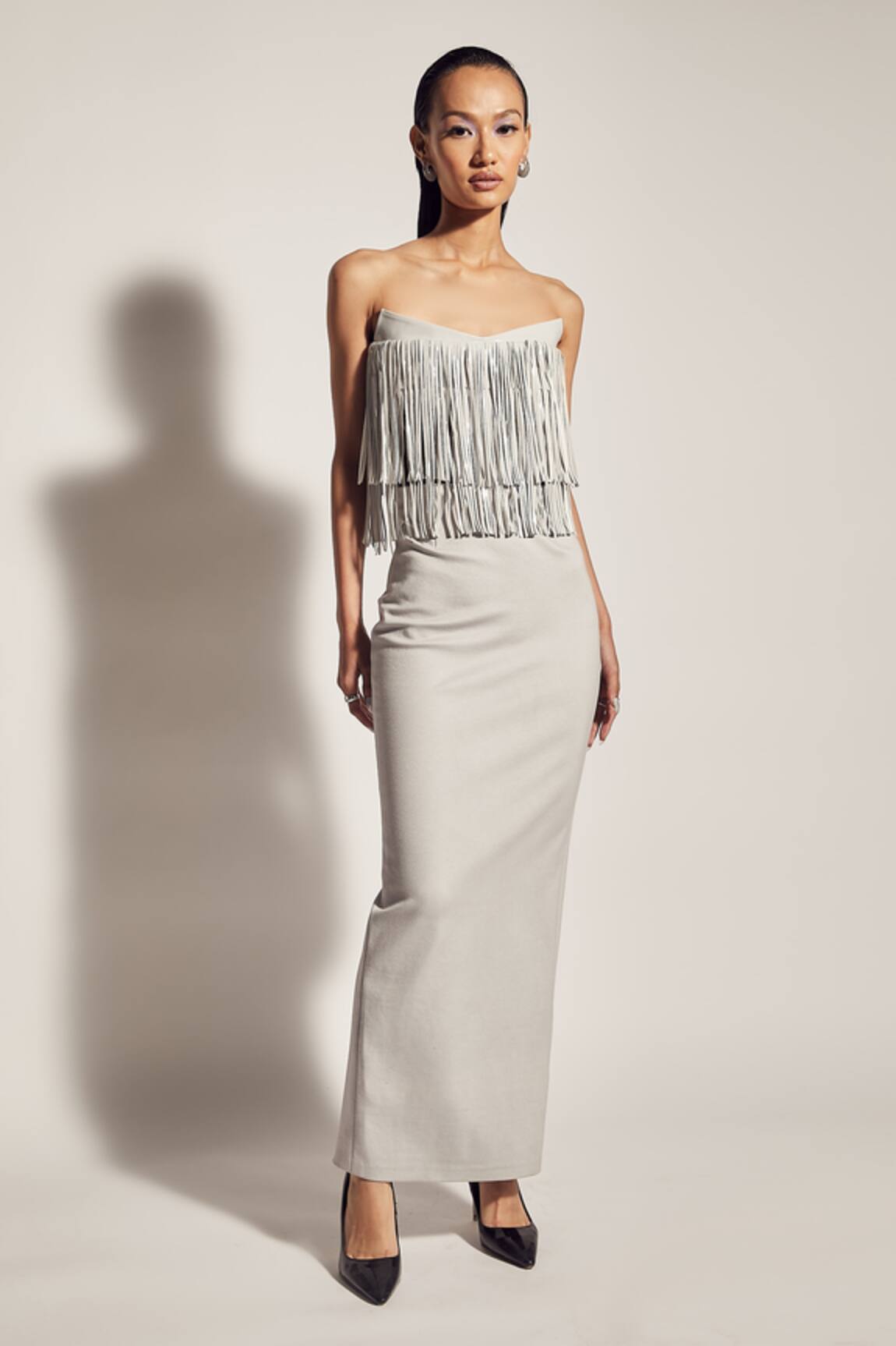 Sameer Madan Strapless Bodycon Gown 