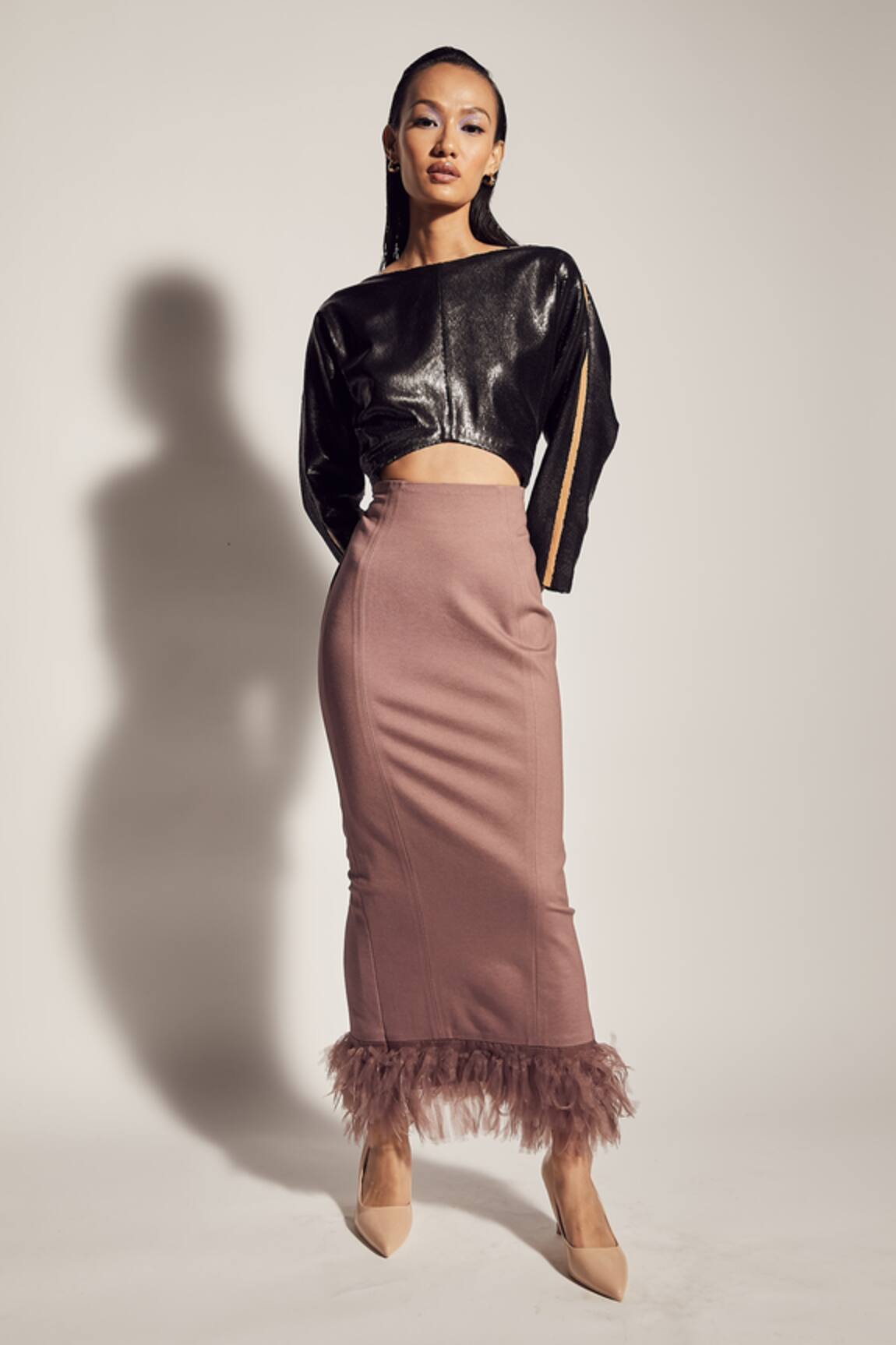 Sameer Madan Fringe Hem Bodycon Dress