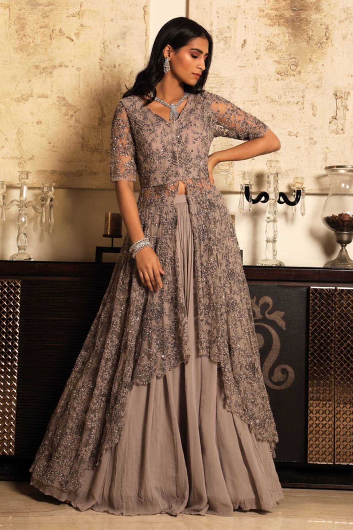 Couture By Niharika Embroidered Kurta Lehenga Set 