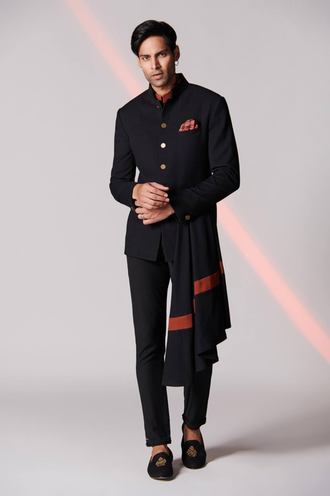 S&N by Shantnu Nikhil Draped Bandhgala