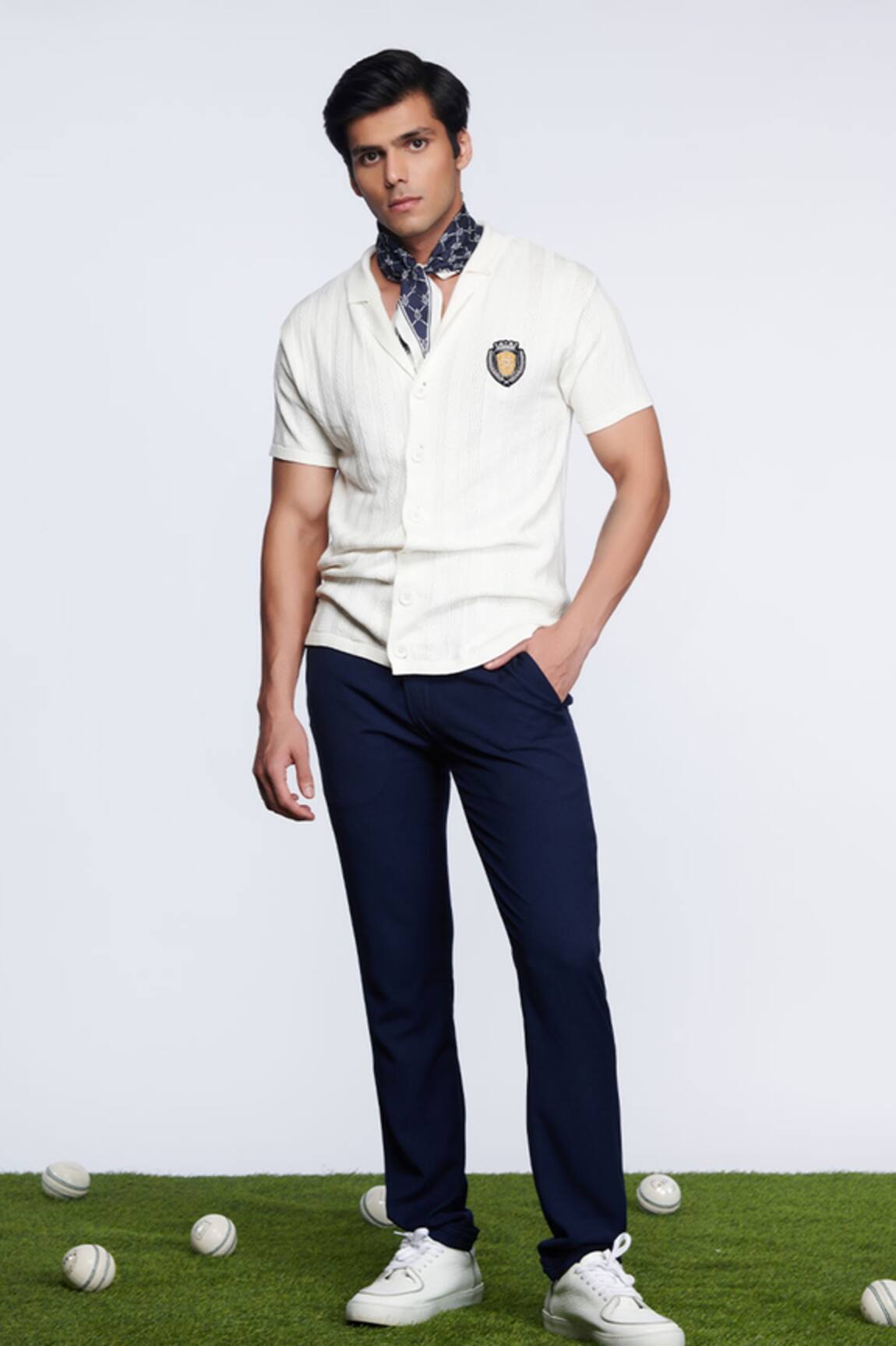 S&N by Shantnu Nikhil Placement Crest Embroidered Shirt 