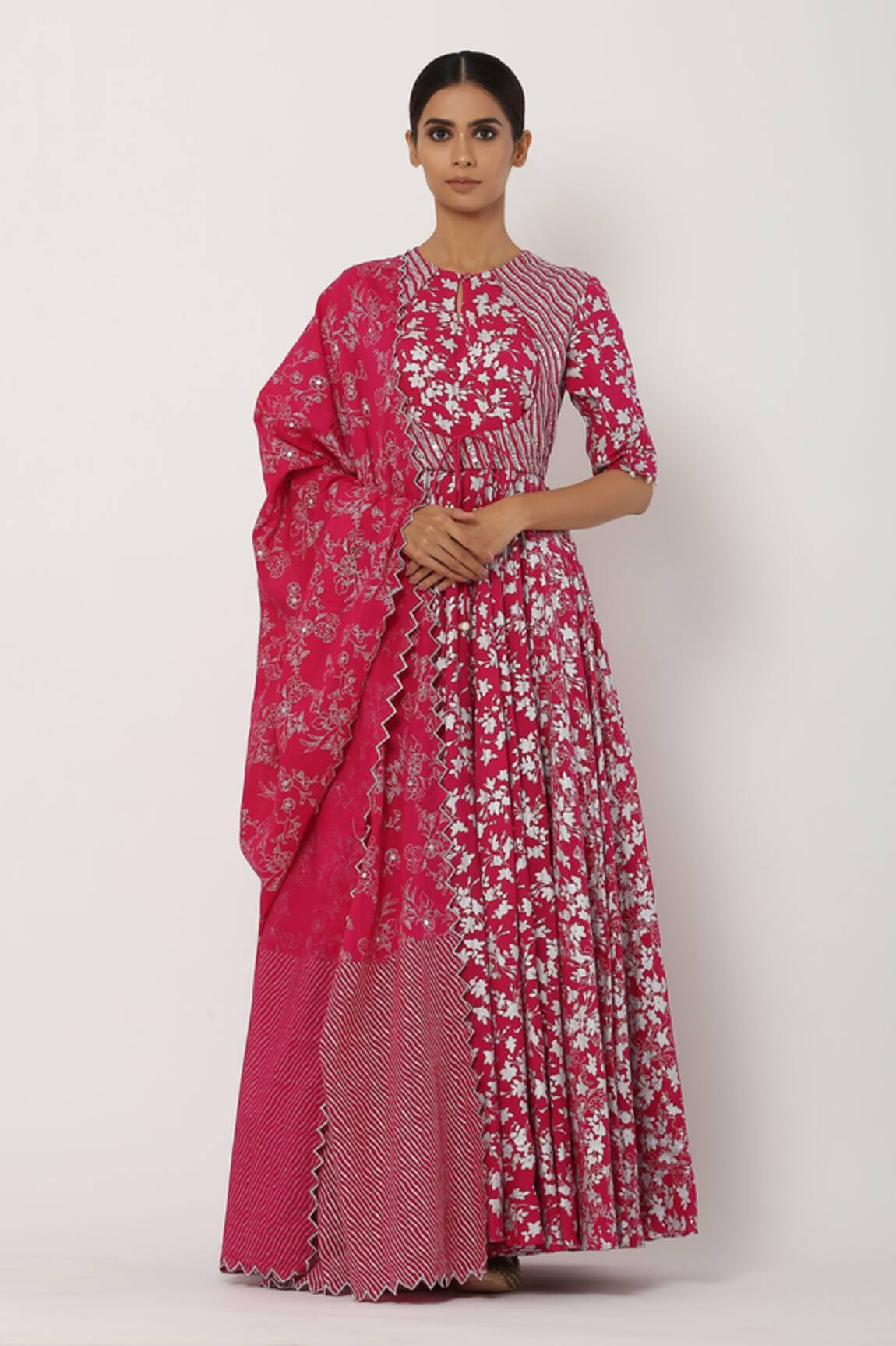 Seema Nanda Cotton Mul Anarkali With Dupatta