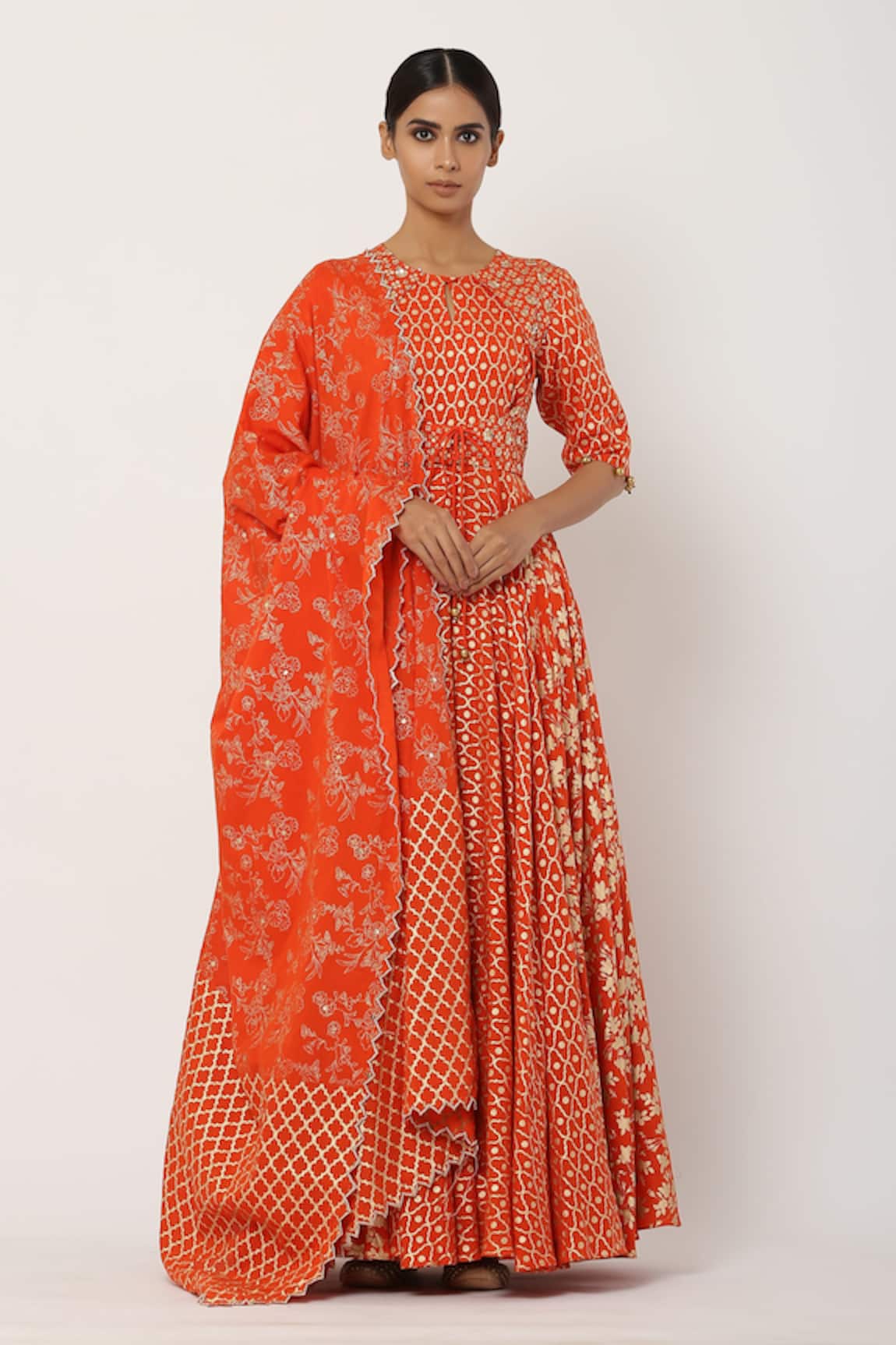 Seema Nanda Cotton Mul Anarkali With Dupatta