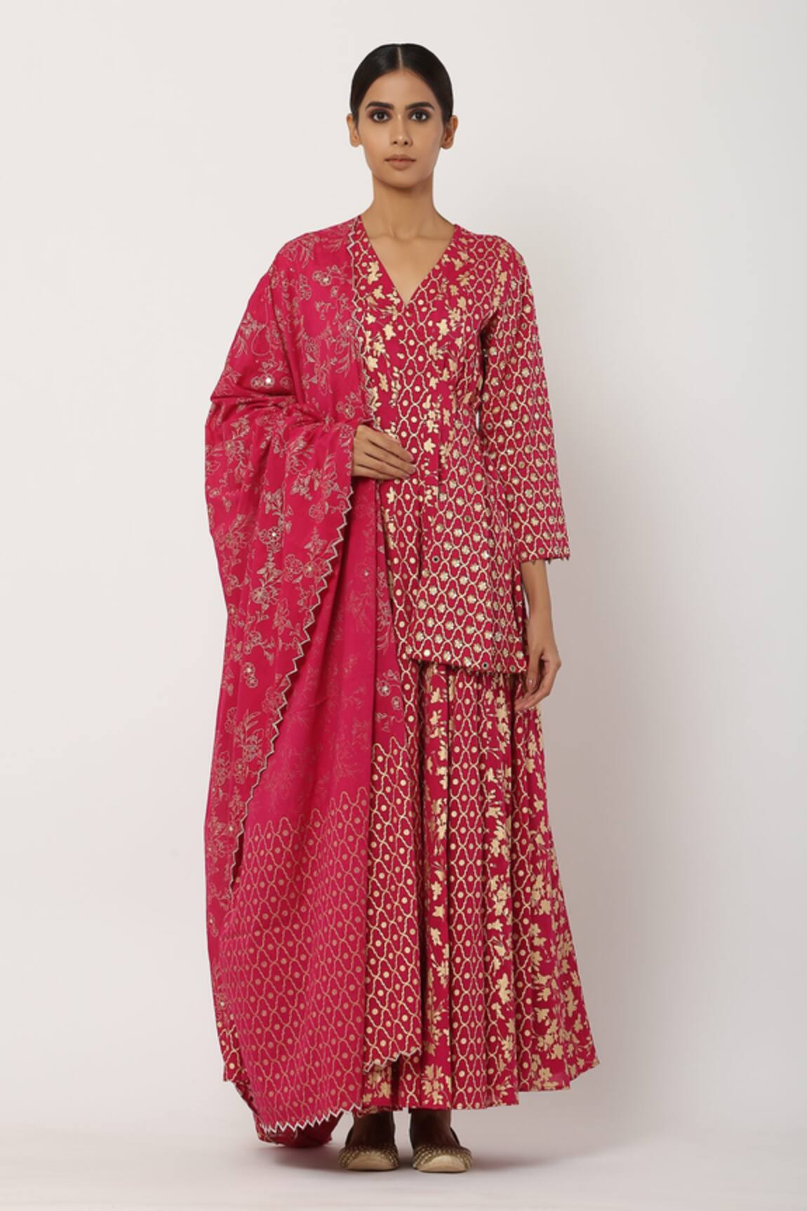Seema Nanda Printed Cotton Mul Angarkha Set