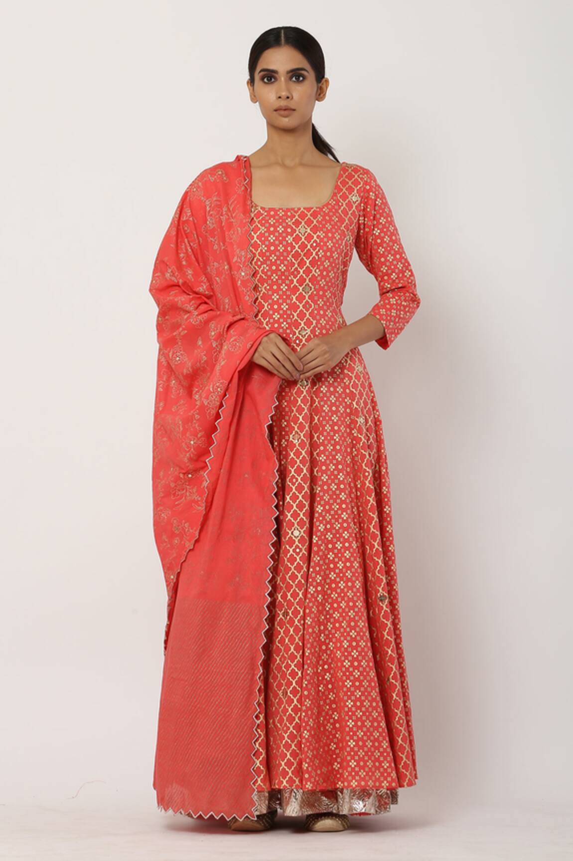 Seema Nanda Cotton Mul Anarkali With Dupatta