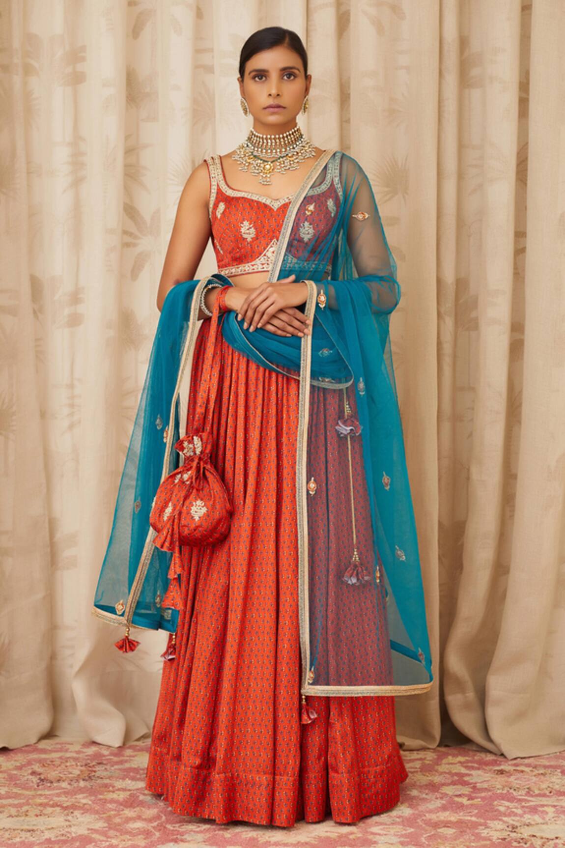 Shyam Narayan Prasad Zardozi Embroidered Blouse & Lehenga Set