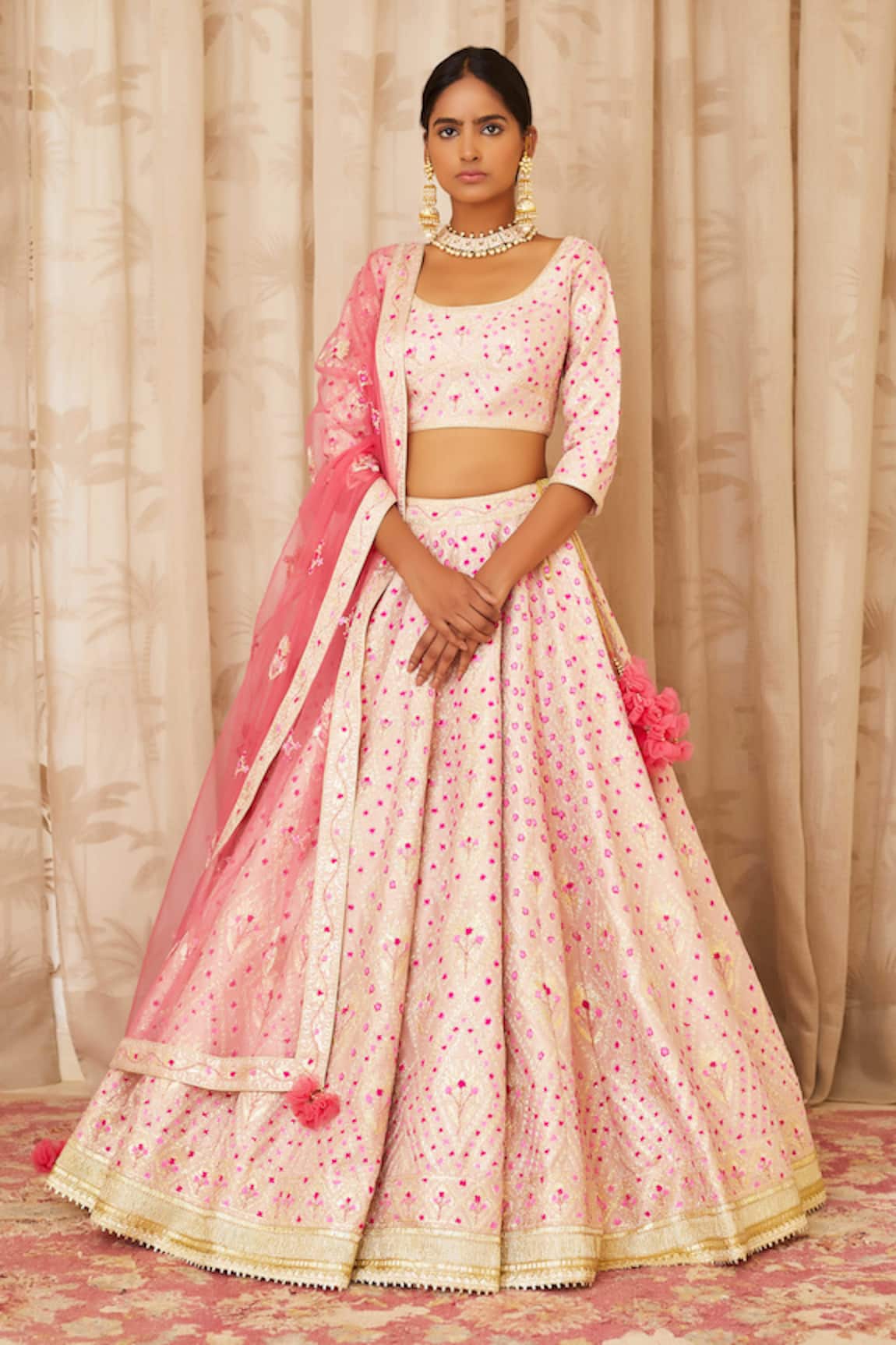 Shyam Narayan Prasad Gota Embroidered Bridal Lehenga Set