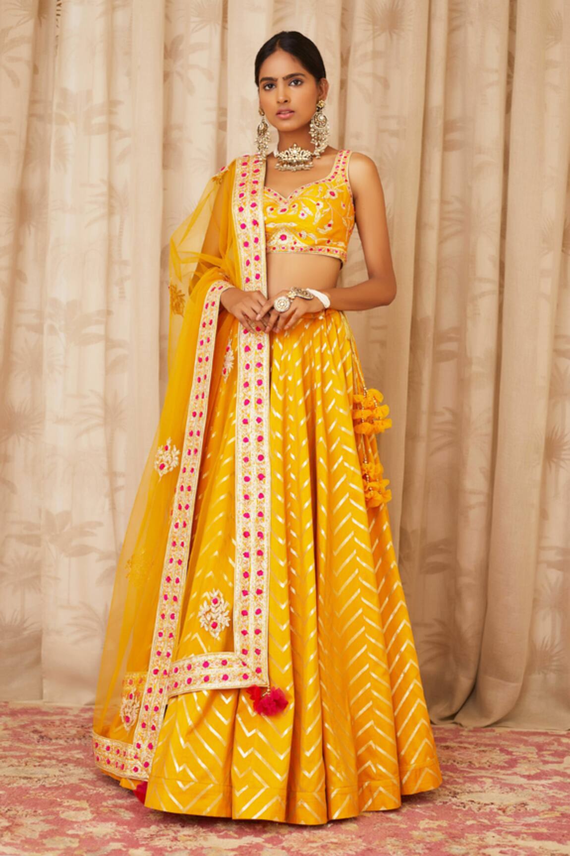 Shyam Narayan Prasad Brocade Silk Embroidered Lehenga Set  