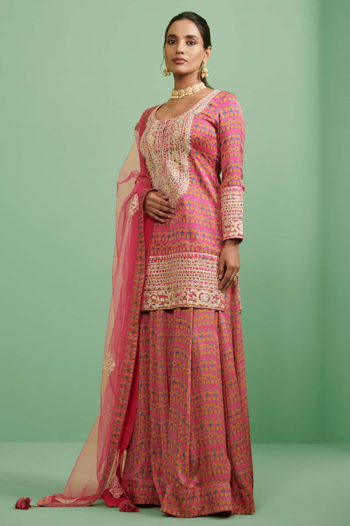 Shyam Narayan Prasad Printed Kurta Sharara Set 