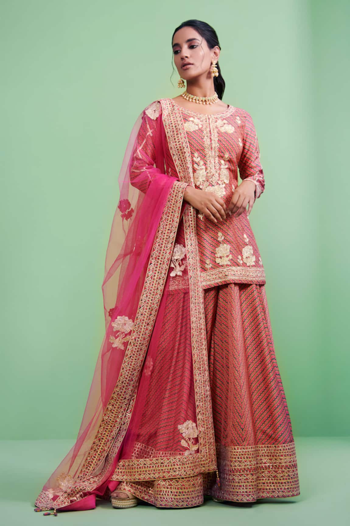Shyam Narayan Prasad Gota Embroidered Kurta Set 