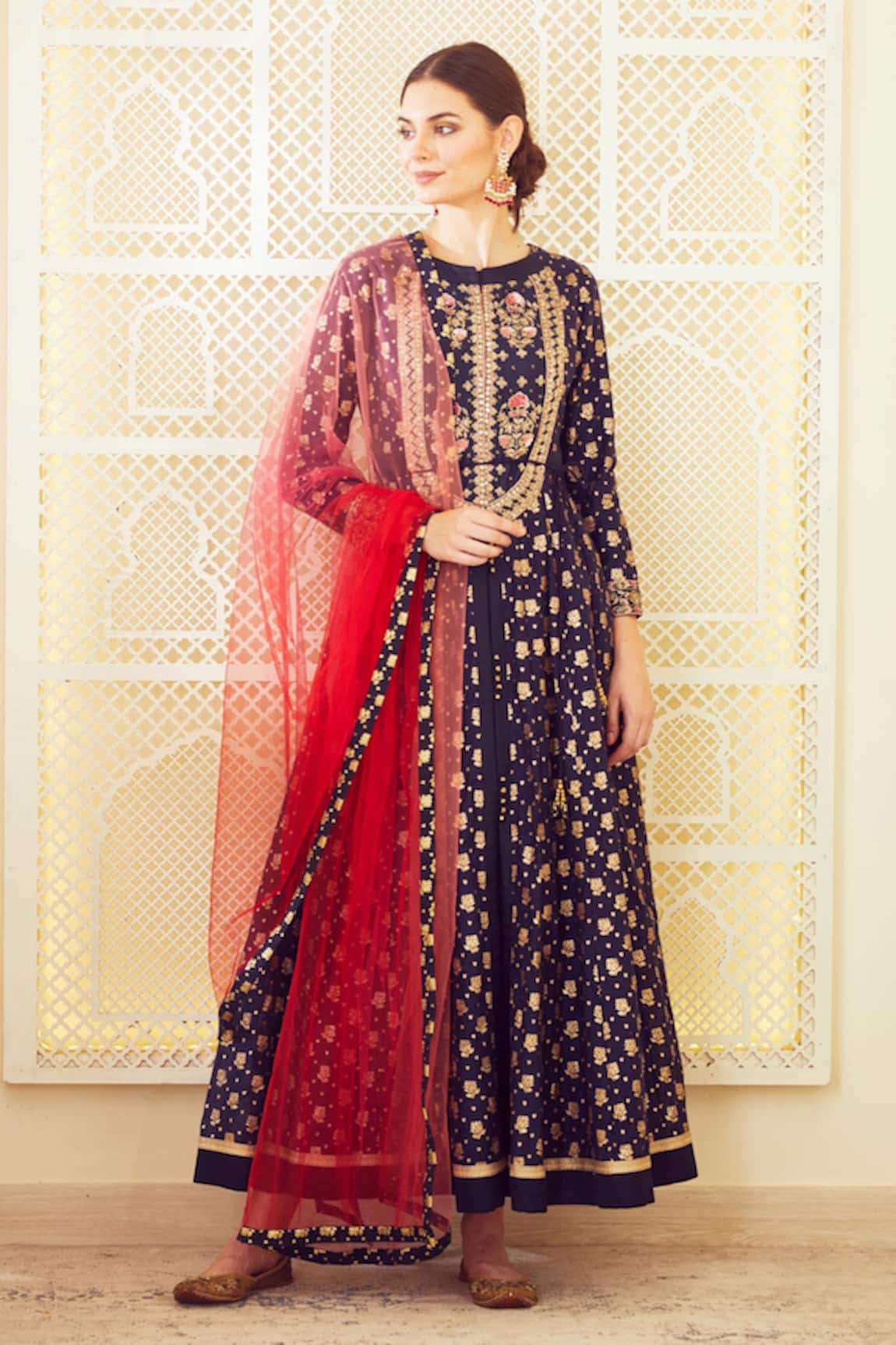 Shyam Narayan Prasad Embroidered Anarkali with Dupatta