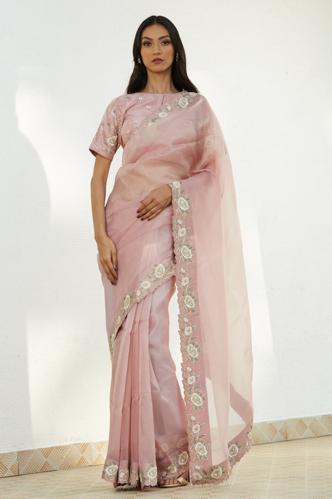 Romaa Floral Embroidered Saree With Blouse