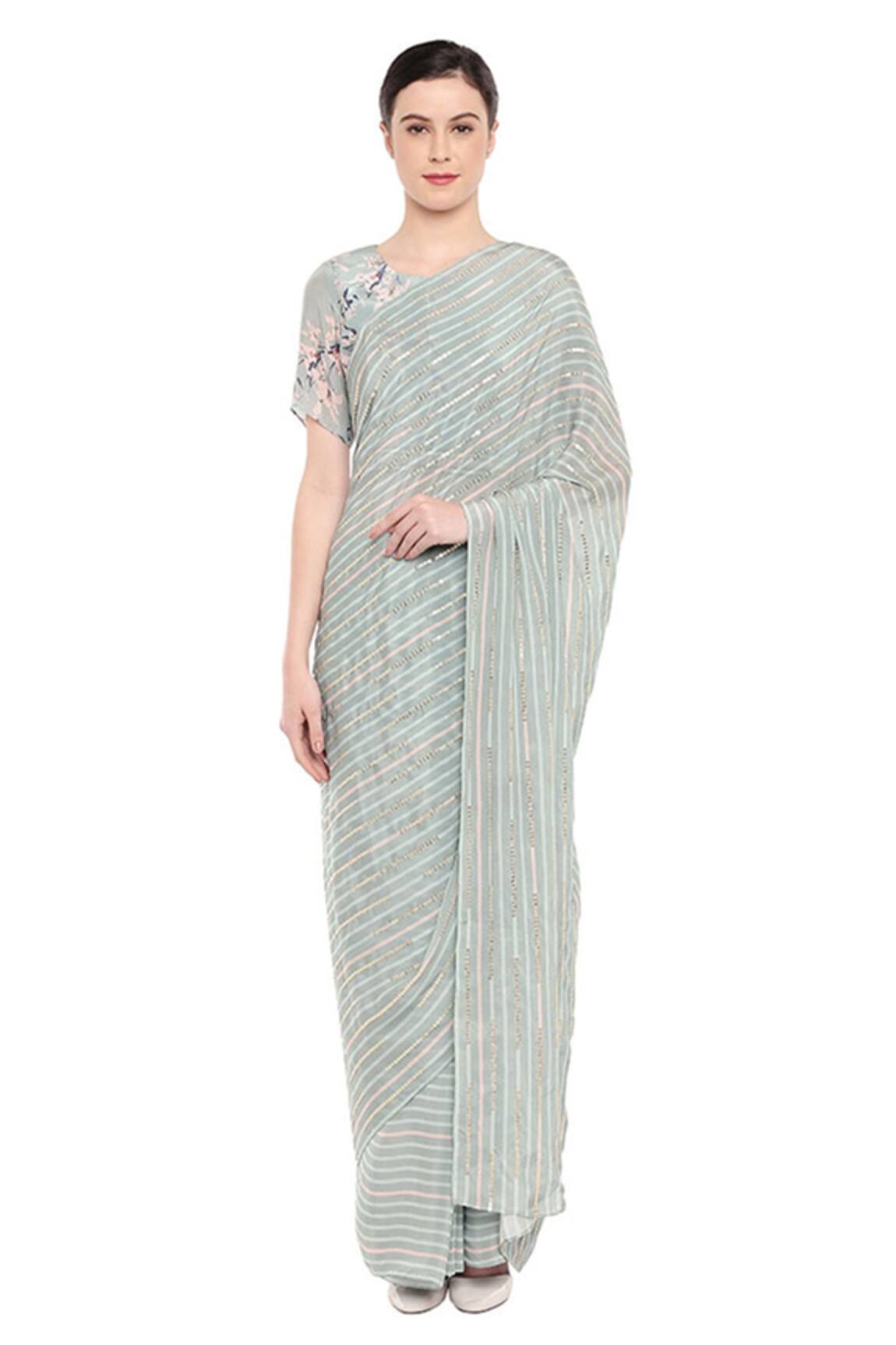 Soup By Sougat Paul Printed Pre-Draped Saree with Blouse 