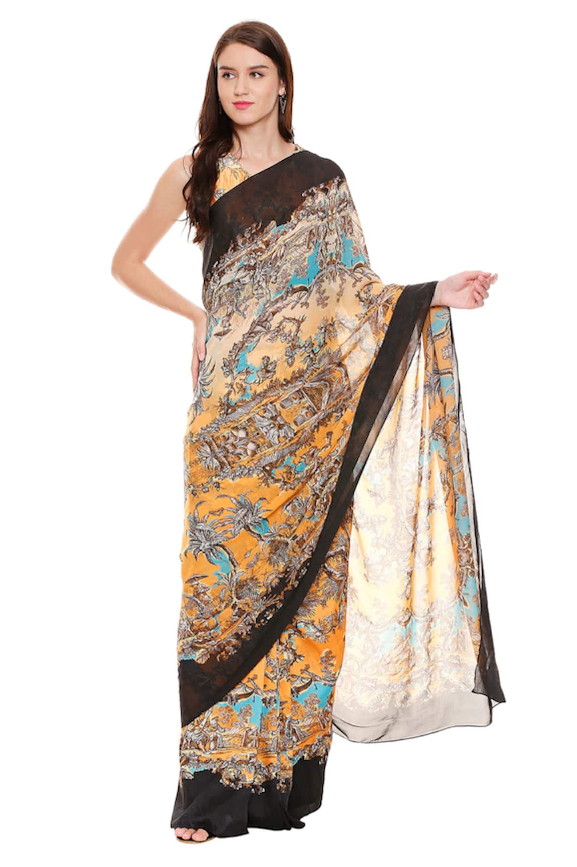 Soup By Sougat Paul Pre-Stitched Saree with Blouse 