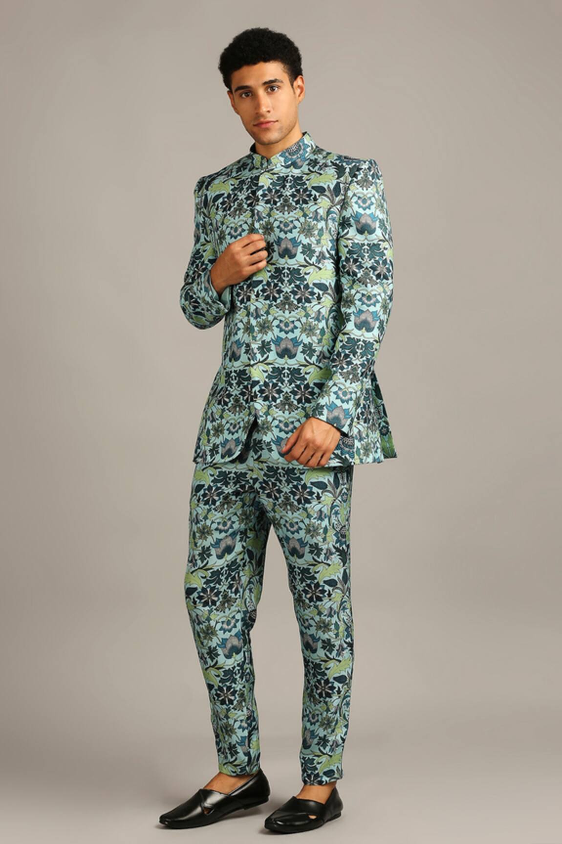 Soup By Sougat Paul Silk Floral Print Bandhgala Set