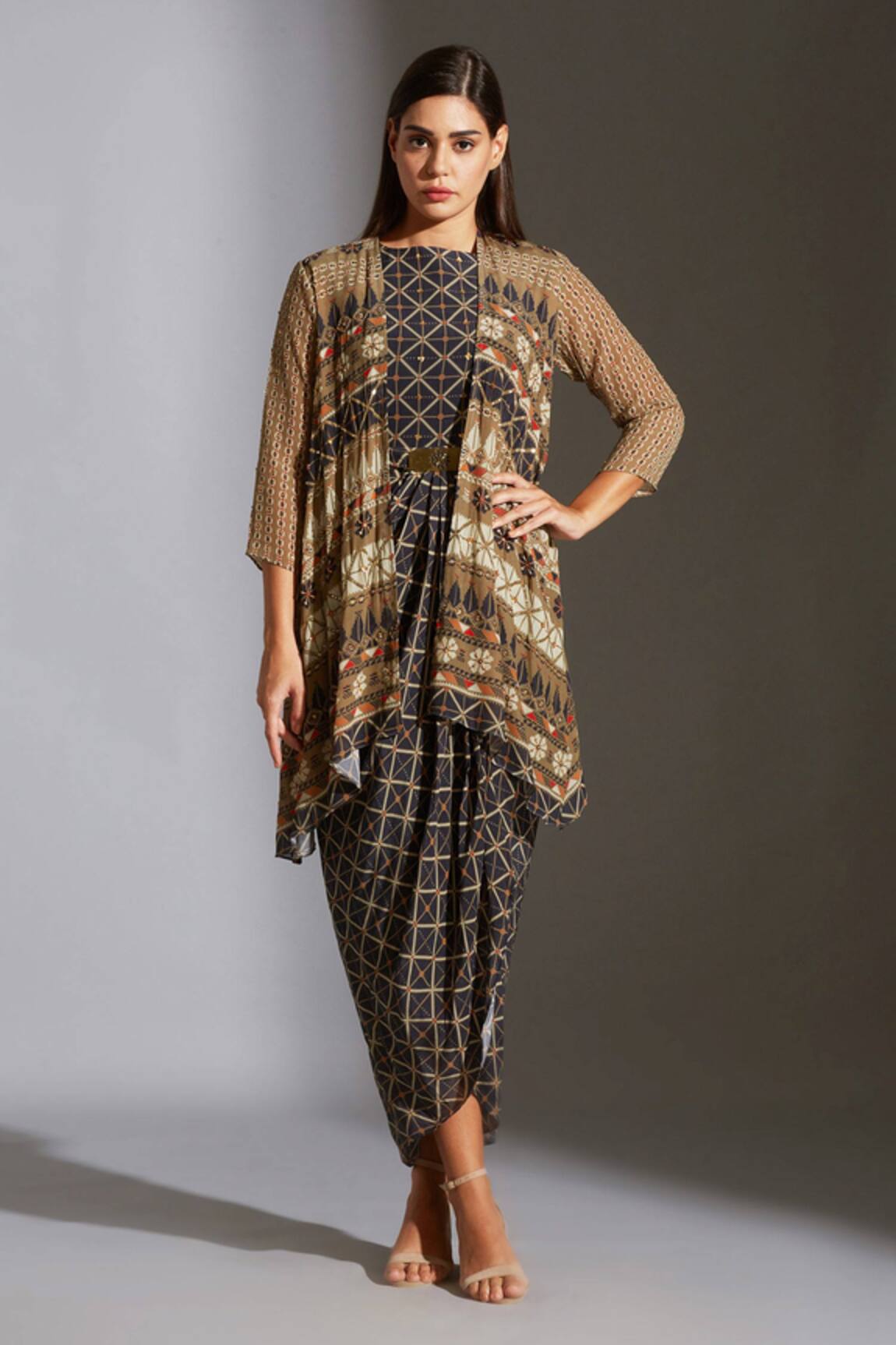 Soup By Sougat Paul Printed Dress with Jacket 