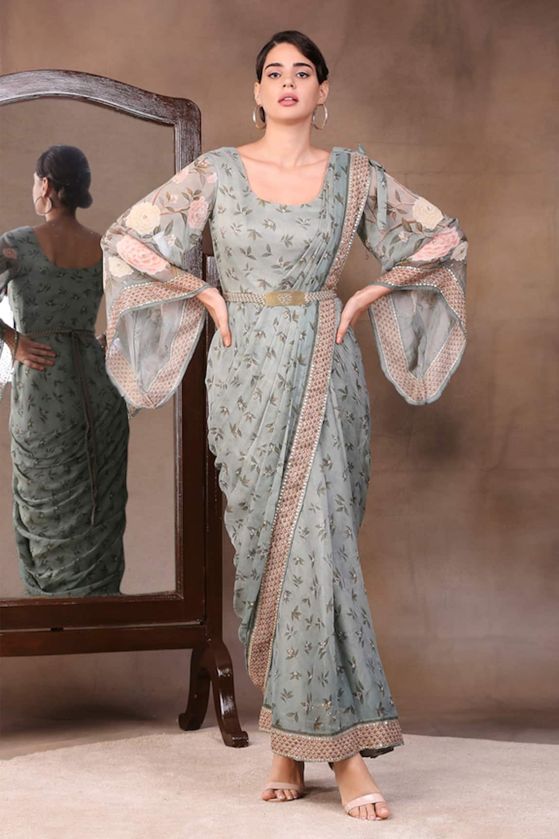 Soup by Sougat Paul Printed Draped Saree Gown