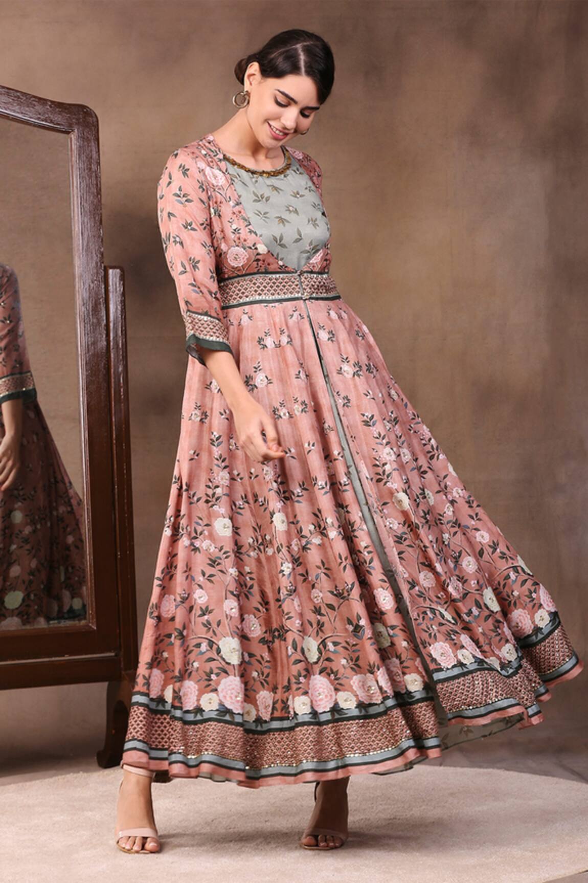 Soup By Sougat Paul Printed Dress With Jacket 