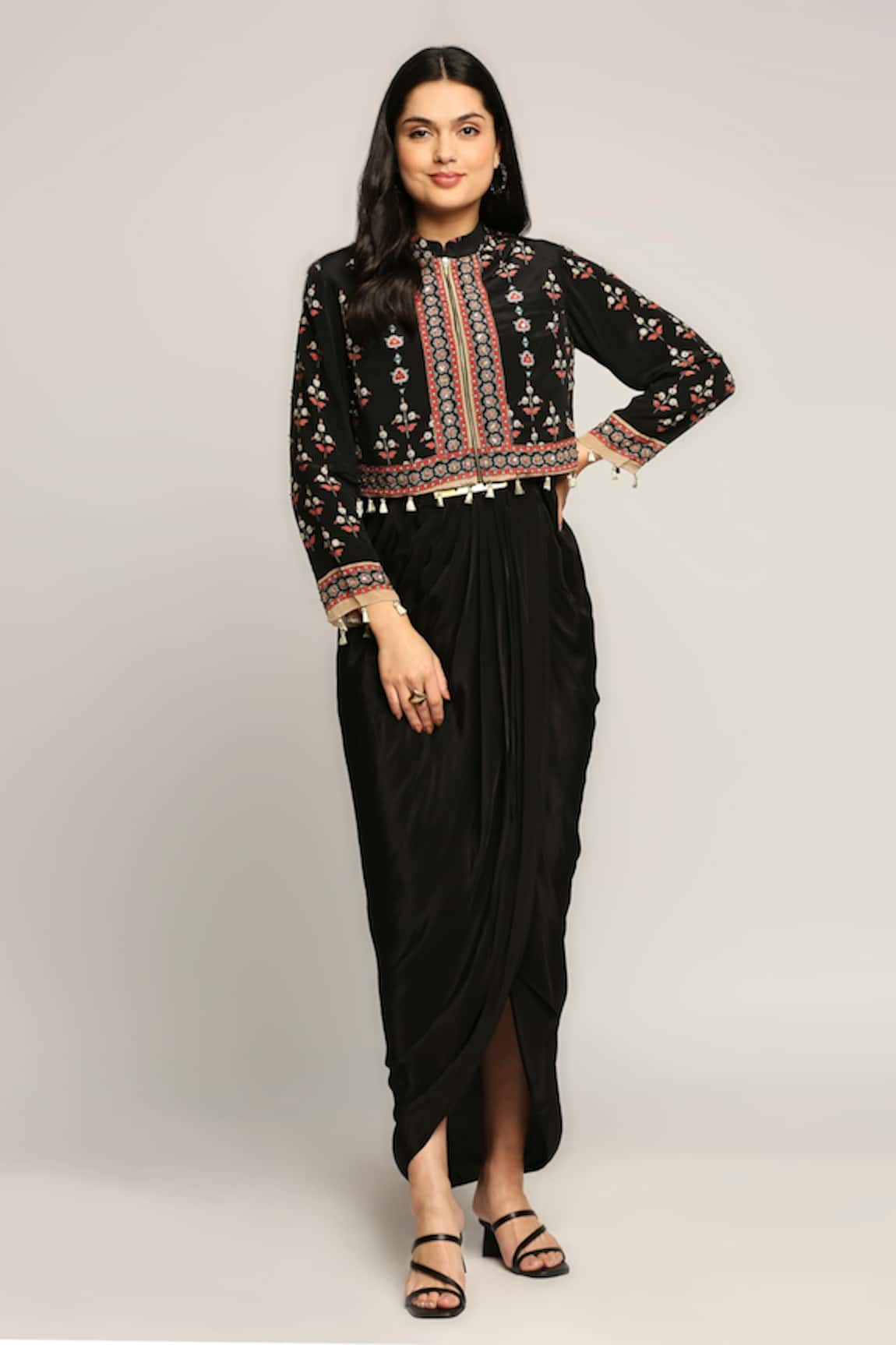 Soup by Sougat Paul Draped Tunic With Printed Jacket