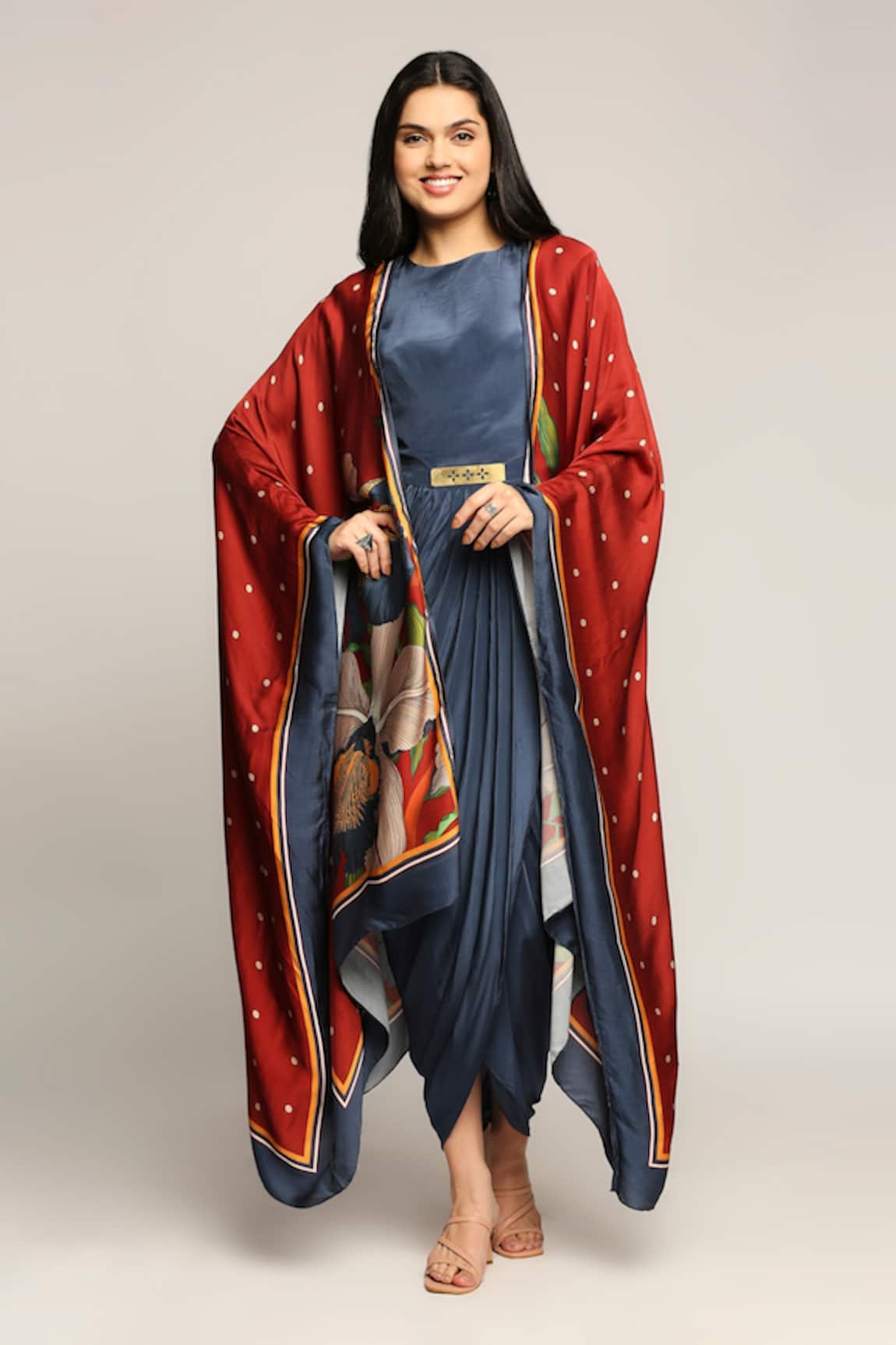 Soup by Sougat Paul Draped Tunic With Printed Cape