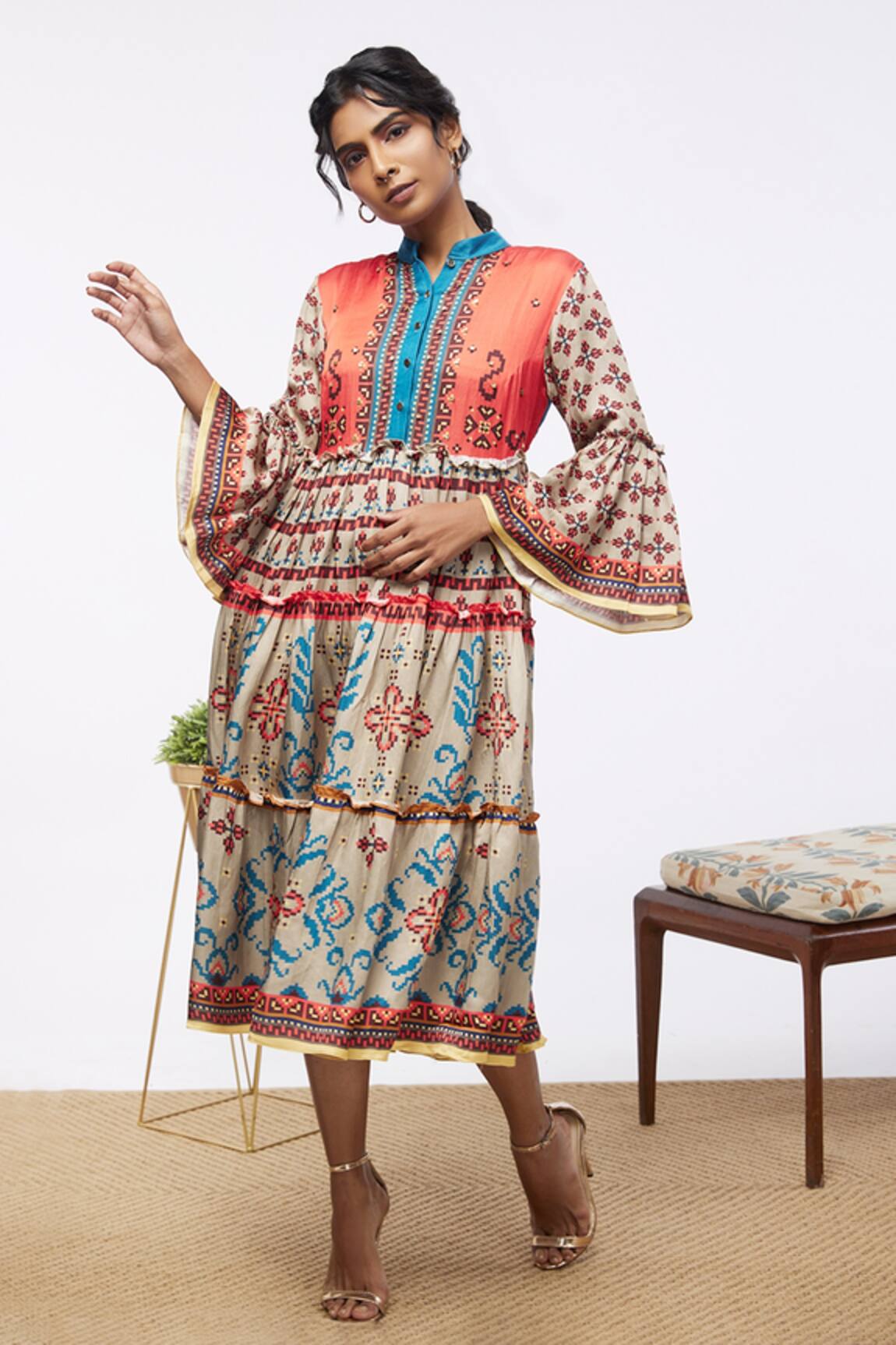 Soup By Sougat Paul Printed Tiered Dress 