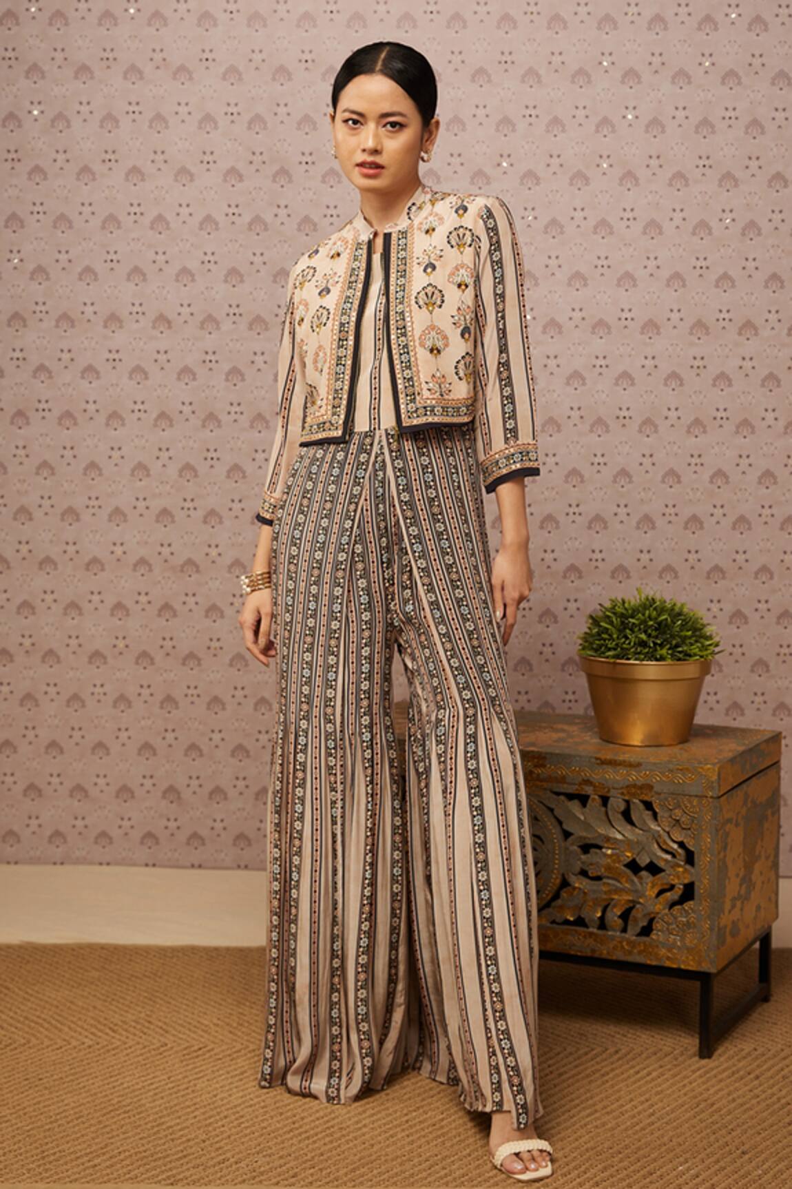 Soup By Sougat Paul Sarouk Print Jacket With Jumpsuit 