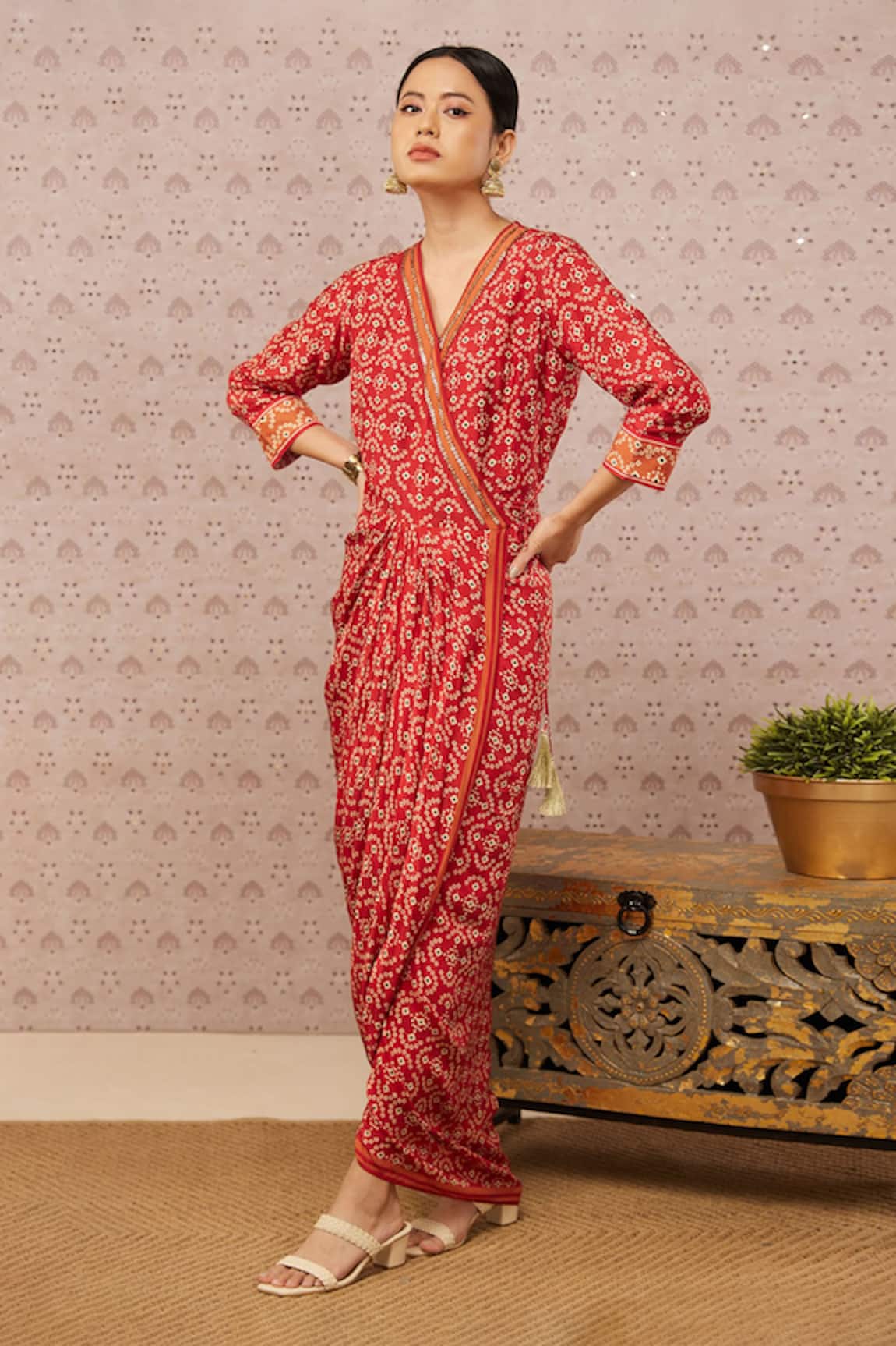 Soup By Sougat Paul Bandhej Print Draped Dress 