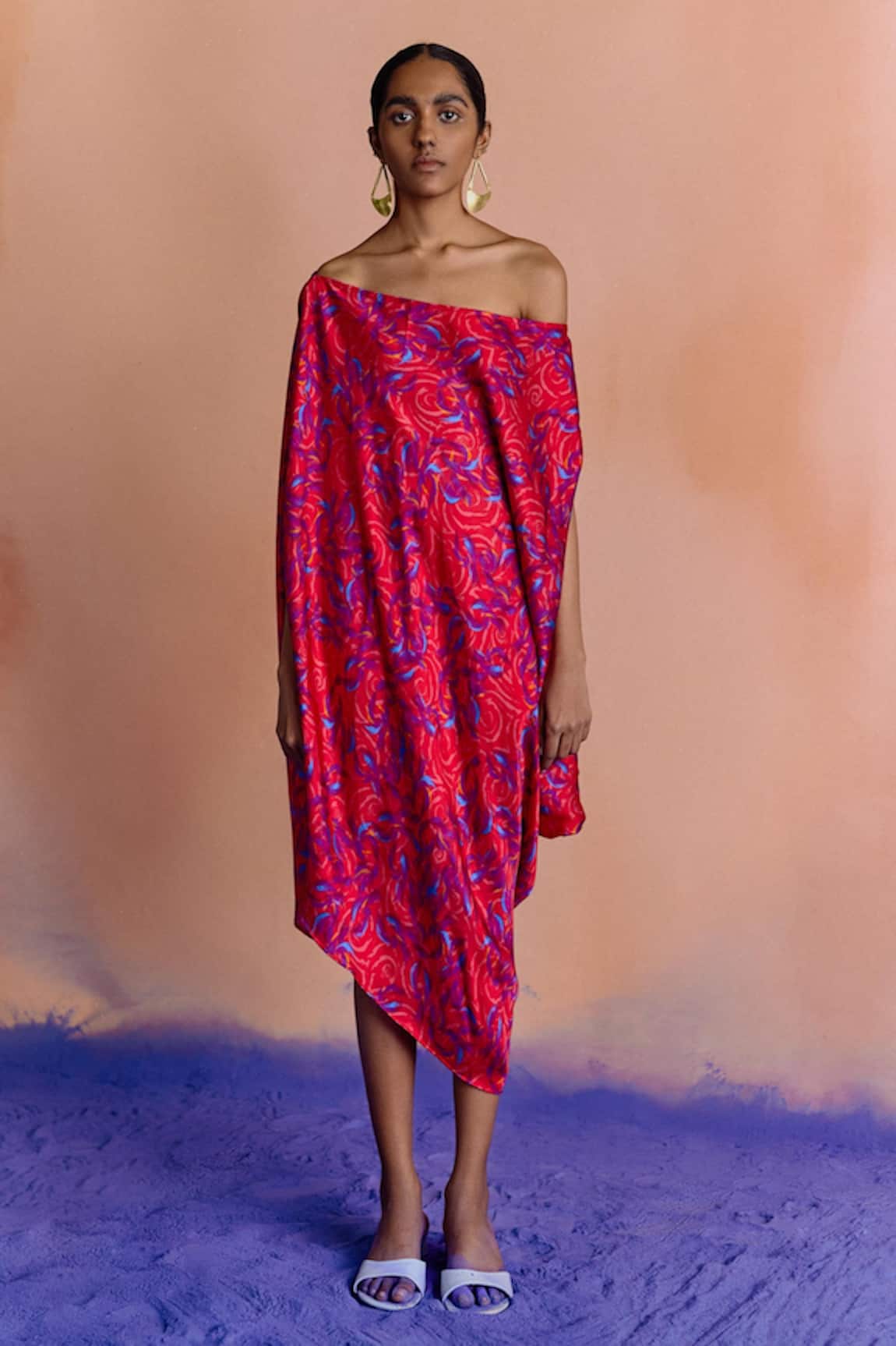 Studio Rigu Vegan Silk Printed Draped Dress