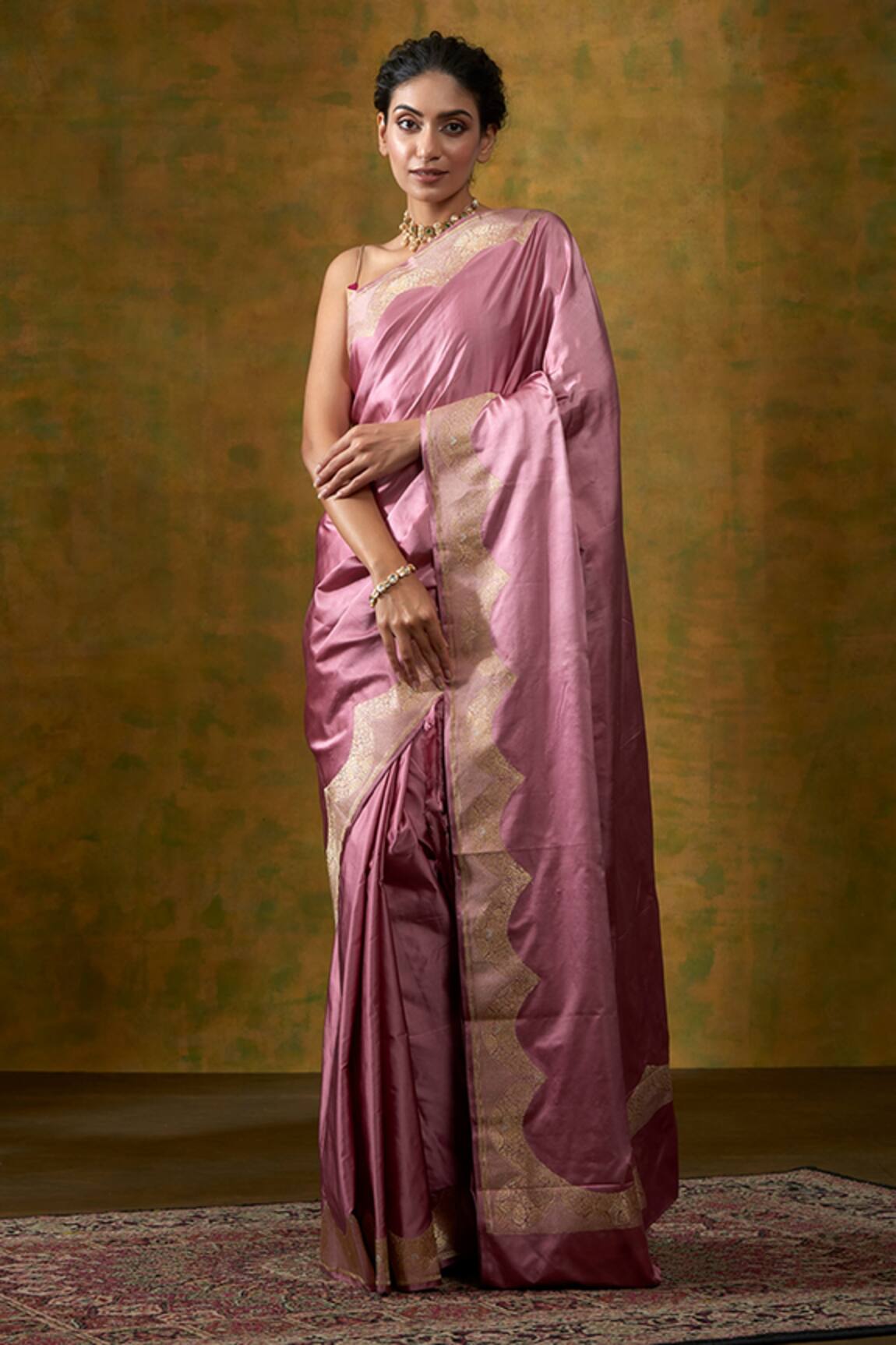 Weaver Story Satin Silk Zari Work  Saree