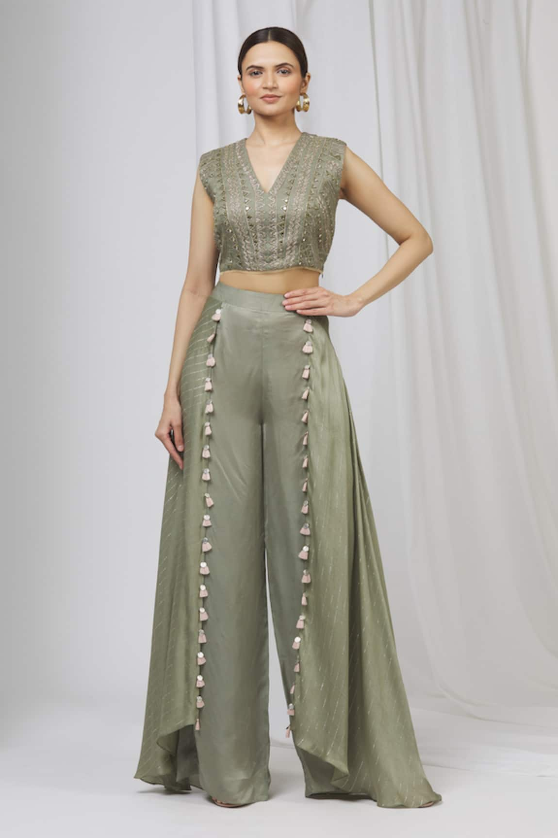 Shruti Ranka Satin Organza Pant Set