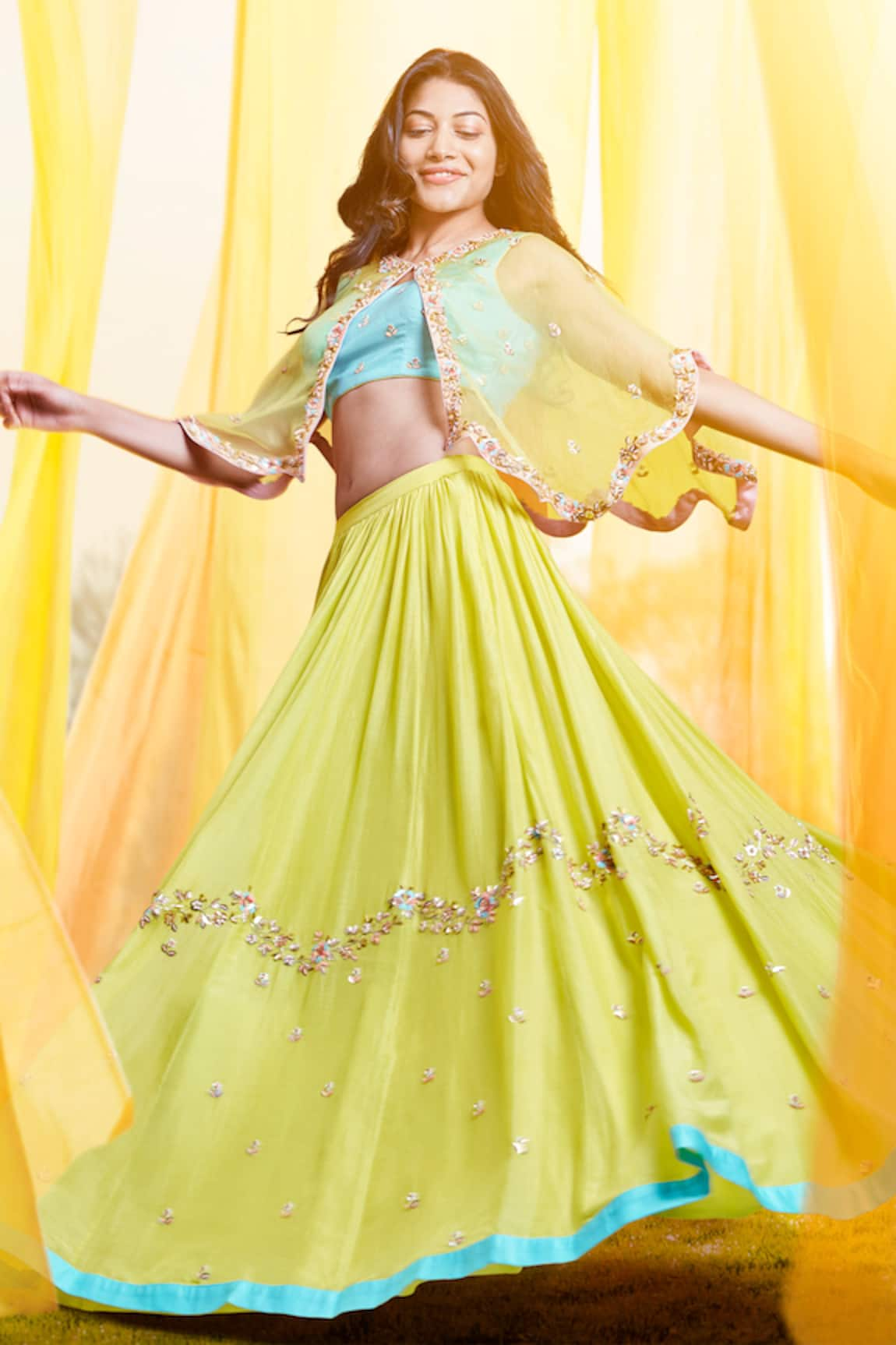 Salian By Anushree Organza Cape & Lehenga Set