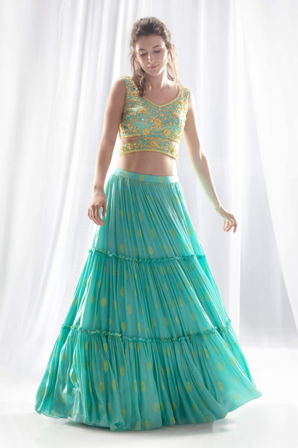 Salian By Anushree Tiered Lehenga Set