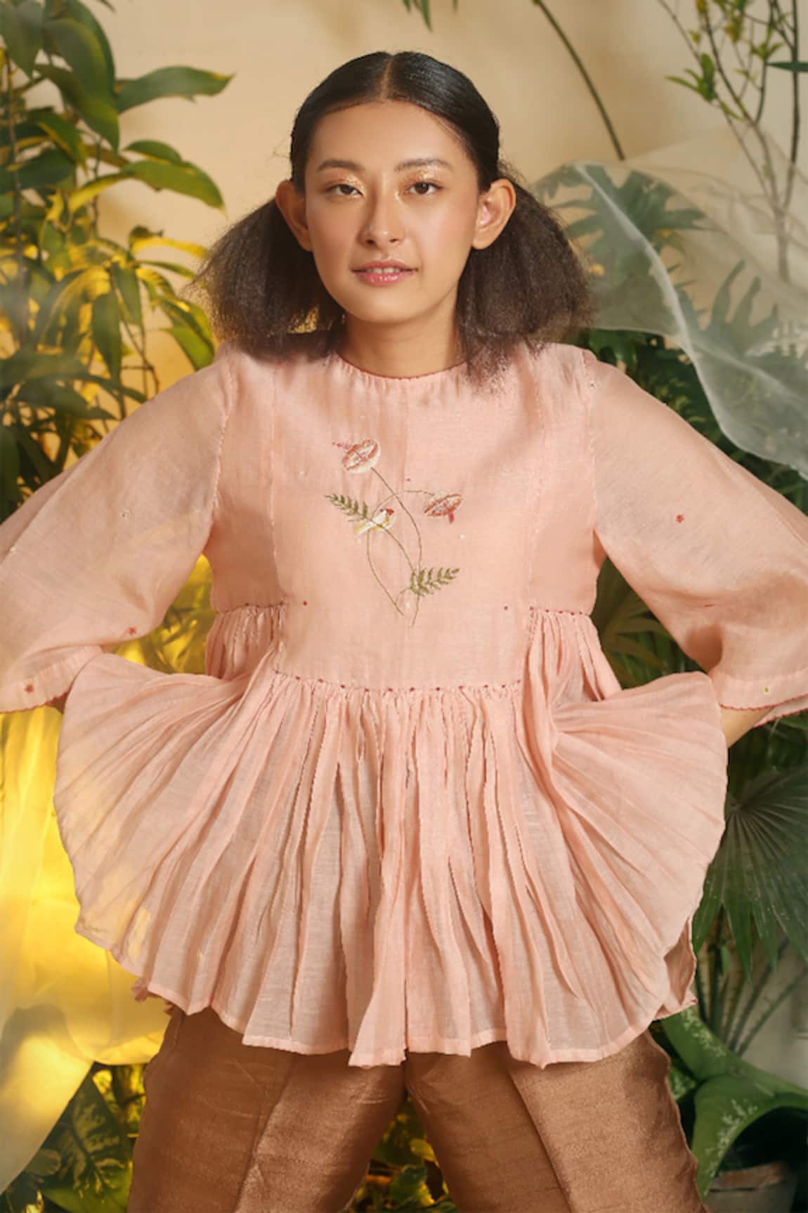 Chokhi Chorri Embroidered Chanderi Peplum Top