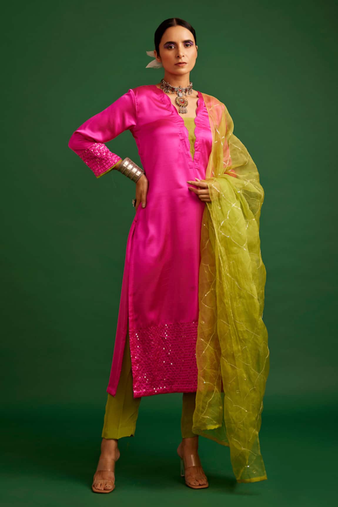 Apeksha Jain Label Sequin Work Kurta Pant Set