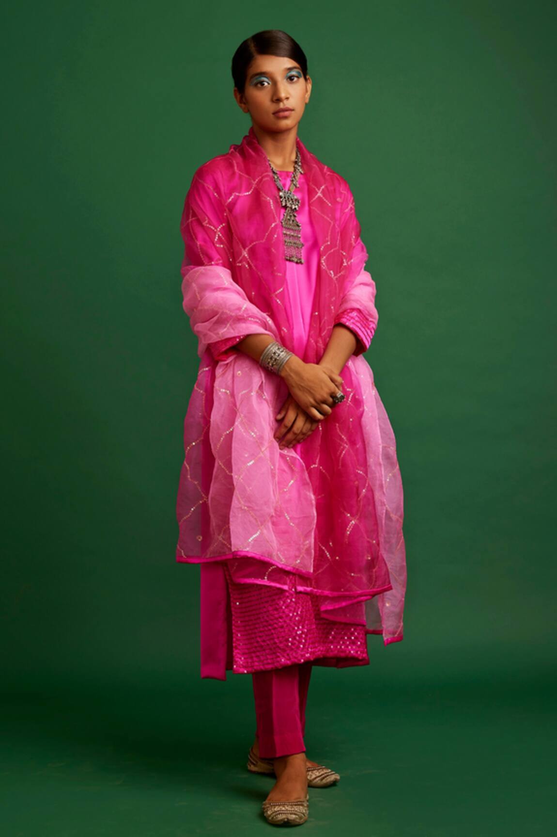 Apeksha Jain Label Kurta Set With Jaal Work Dupatta