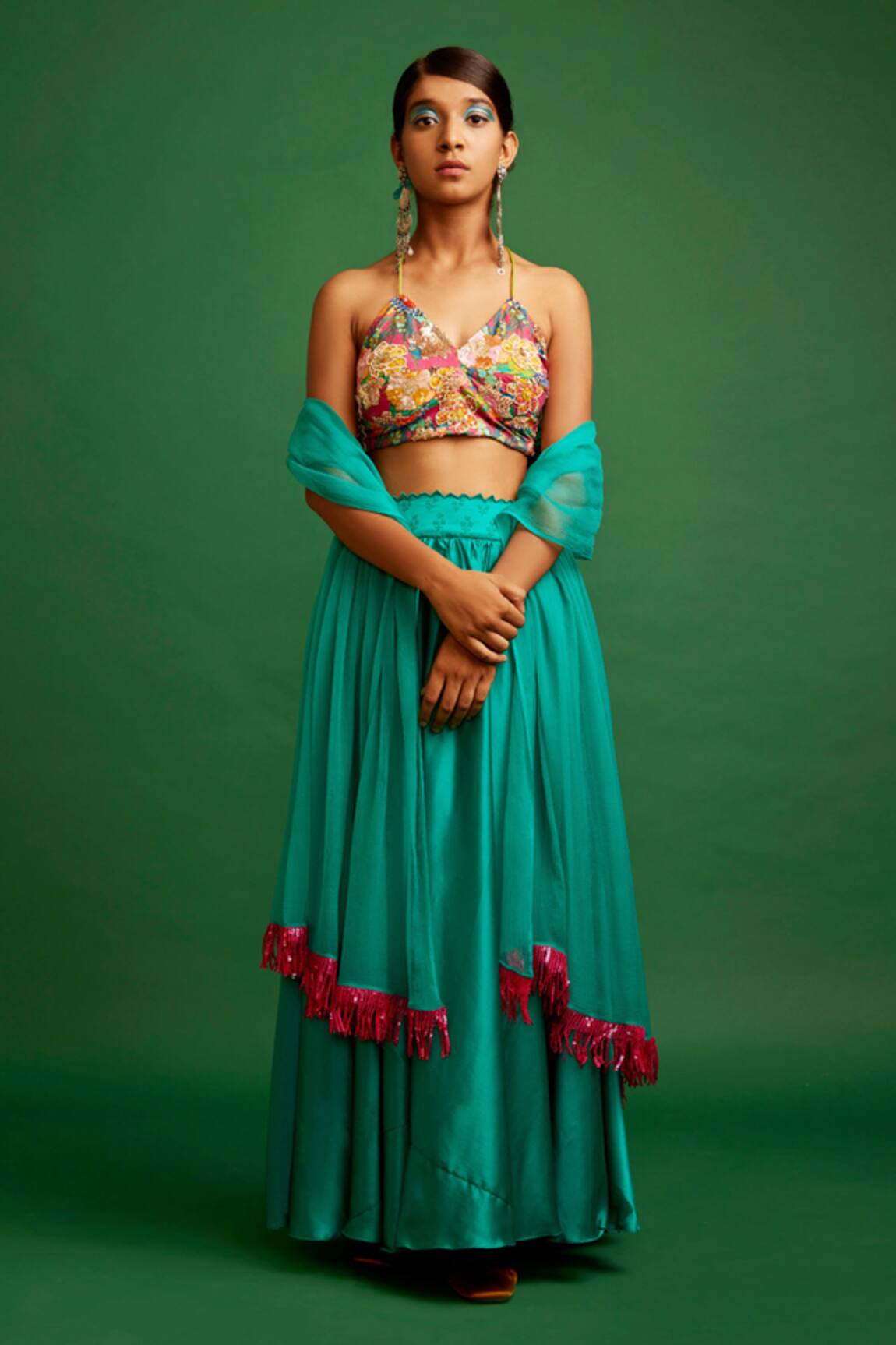 Apeksha Jain Label Silk Satin Skirt Set