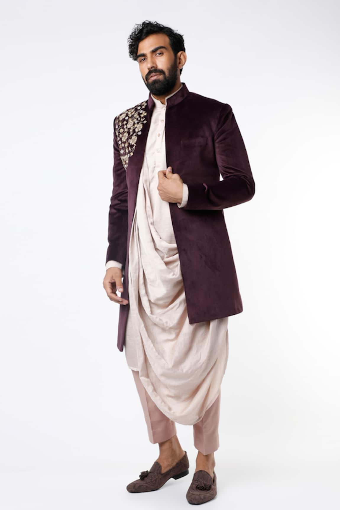 Nero by Shaifali and Satya Longline Jacket & Cowl Kurta Set