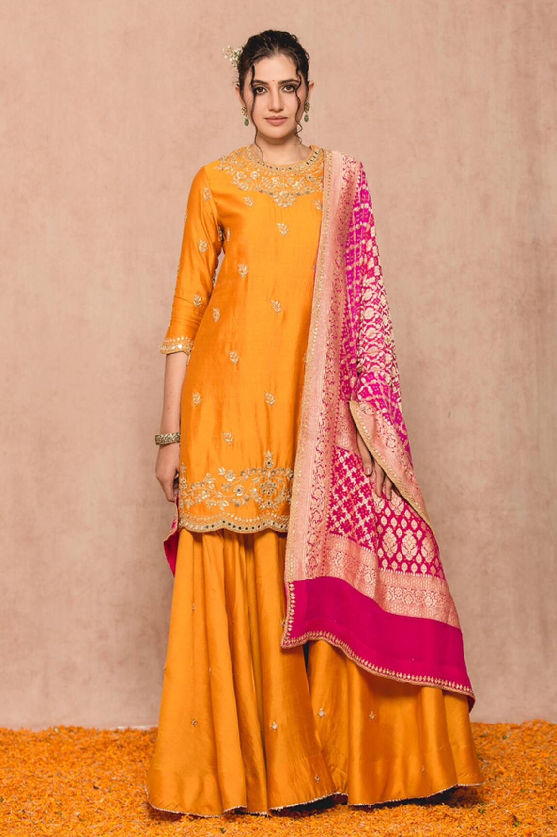 Surbhi shah Silk Kurta Sharara Set