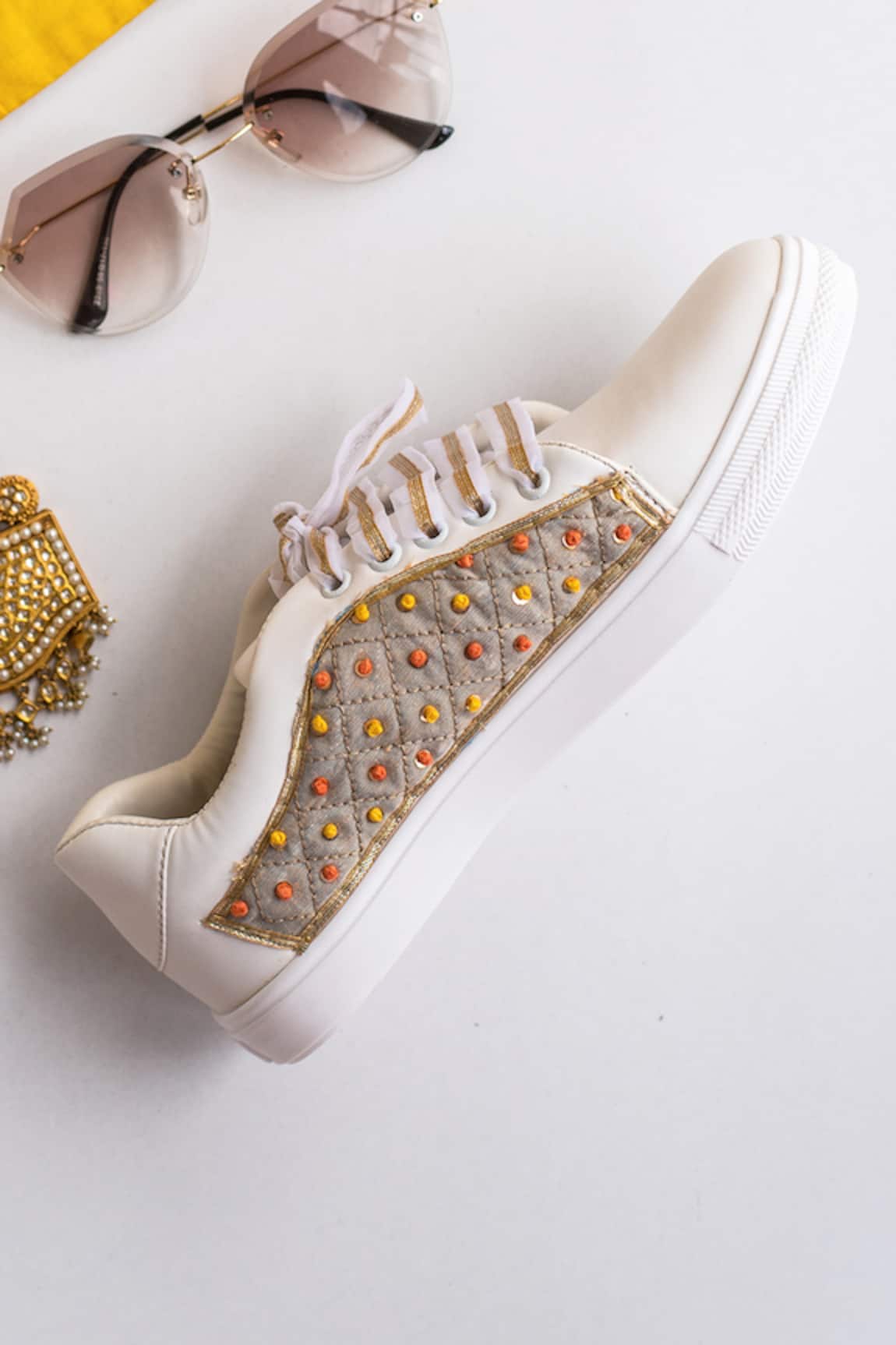 The Saree Sneakers Patchwork Checkered Sneakers