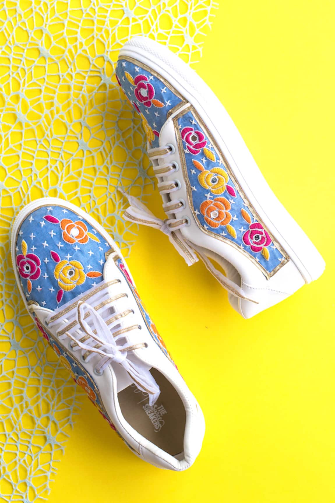 The Saree Sneakers Floral Embellished Sneakers