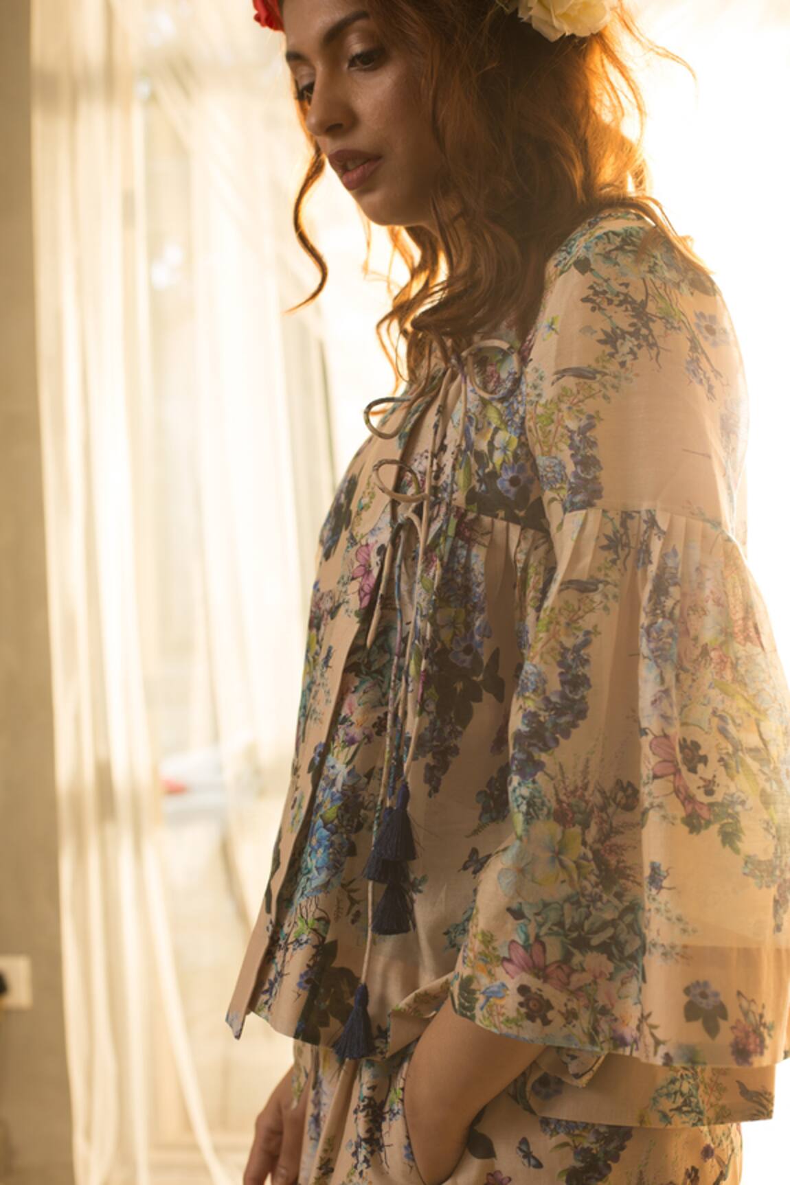 House Of Three Chanderi Printed Top 