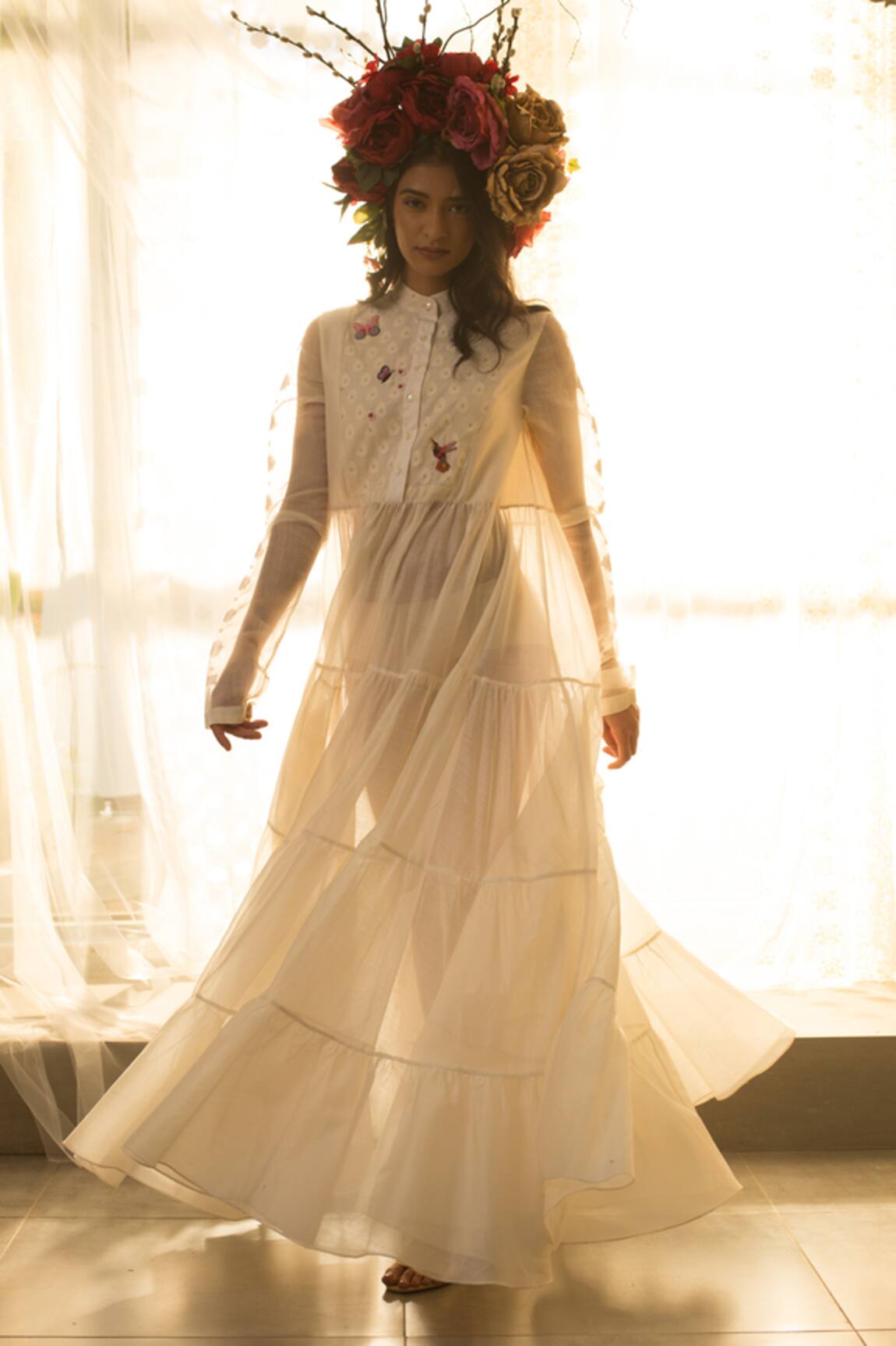 House Of Three Cotton Banarasi Maxi Dress 