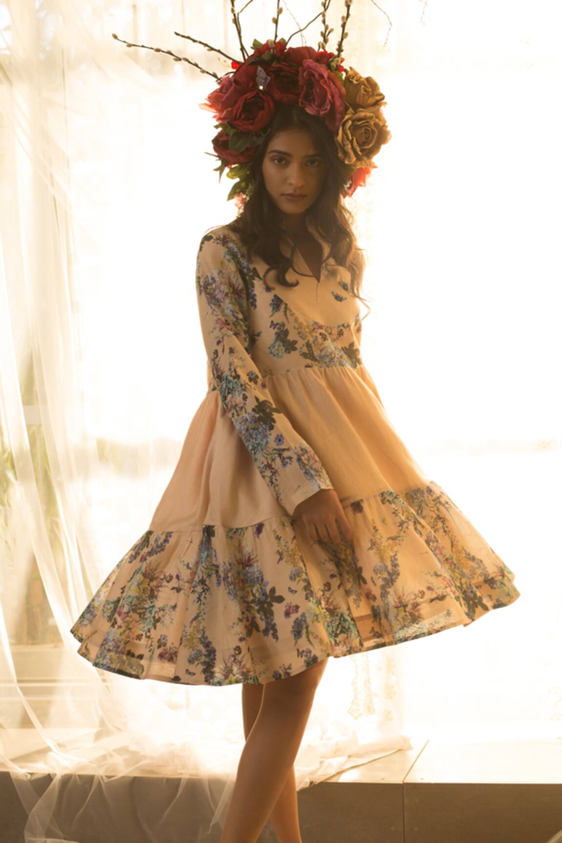 House Of Three Chanderi Printed Dress 