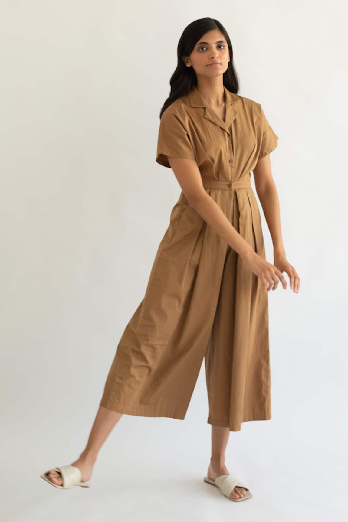Cord Pleated Jumpsuit